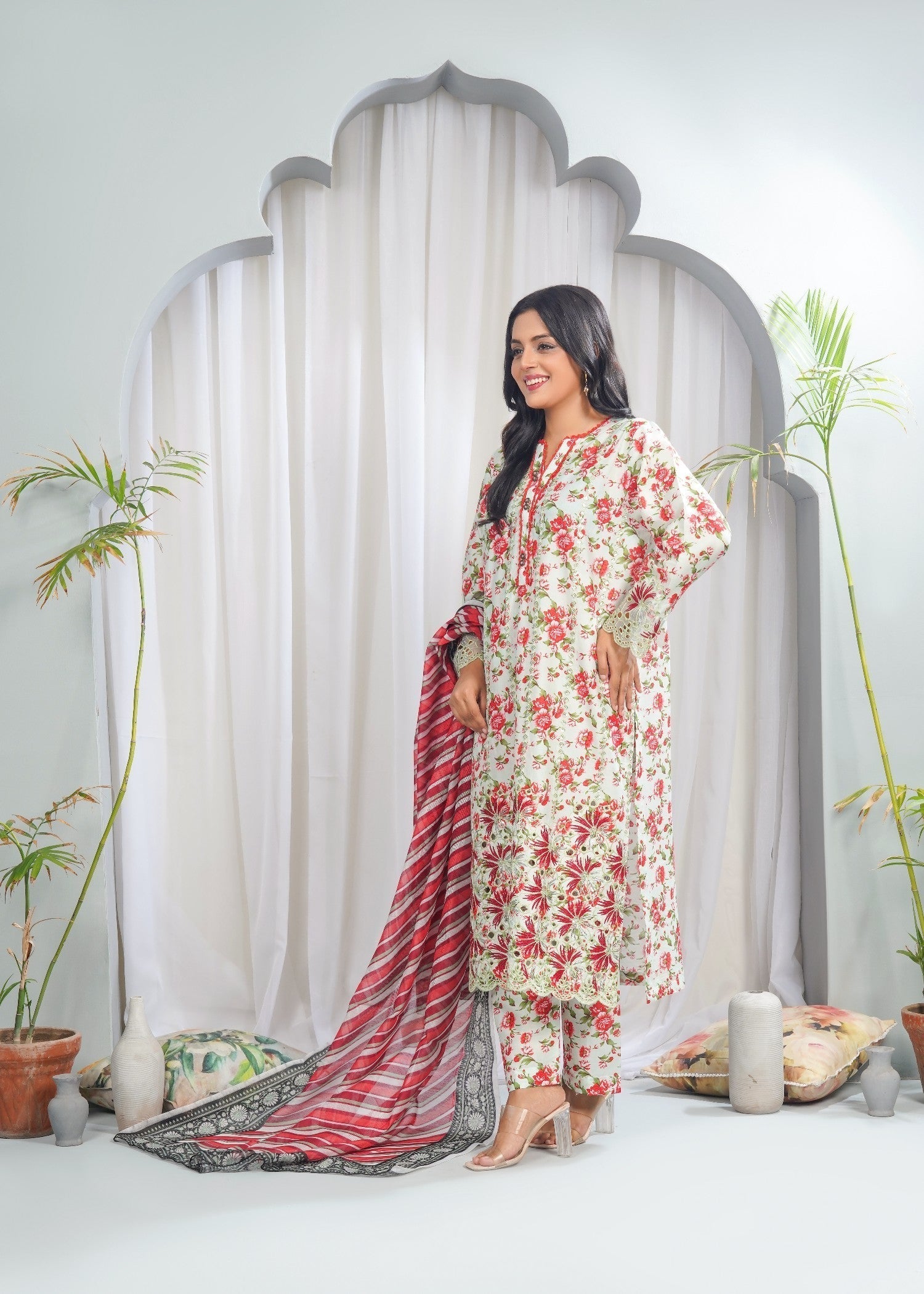 Dareechay Pistachio Green Print Suite FOP39 Women 3pcs