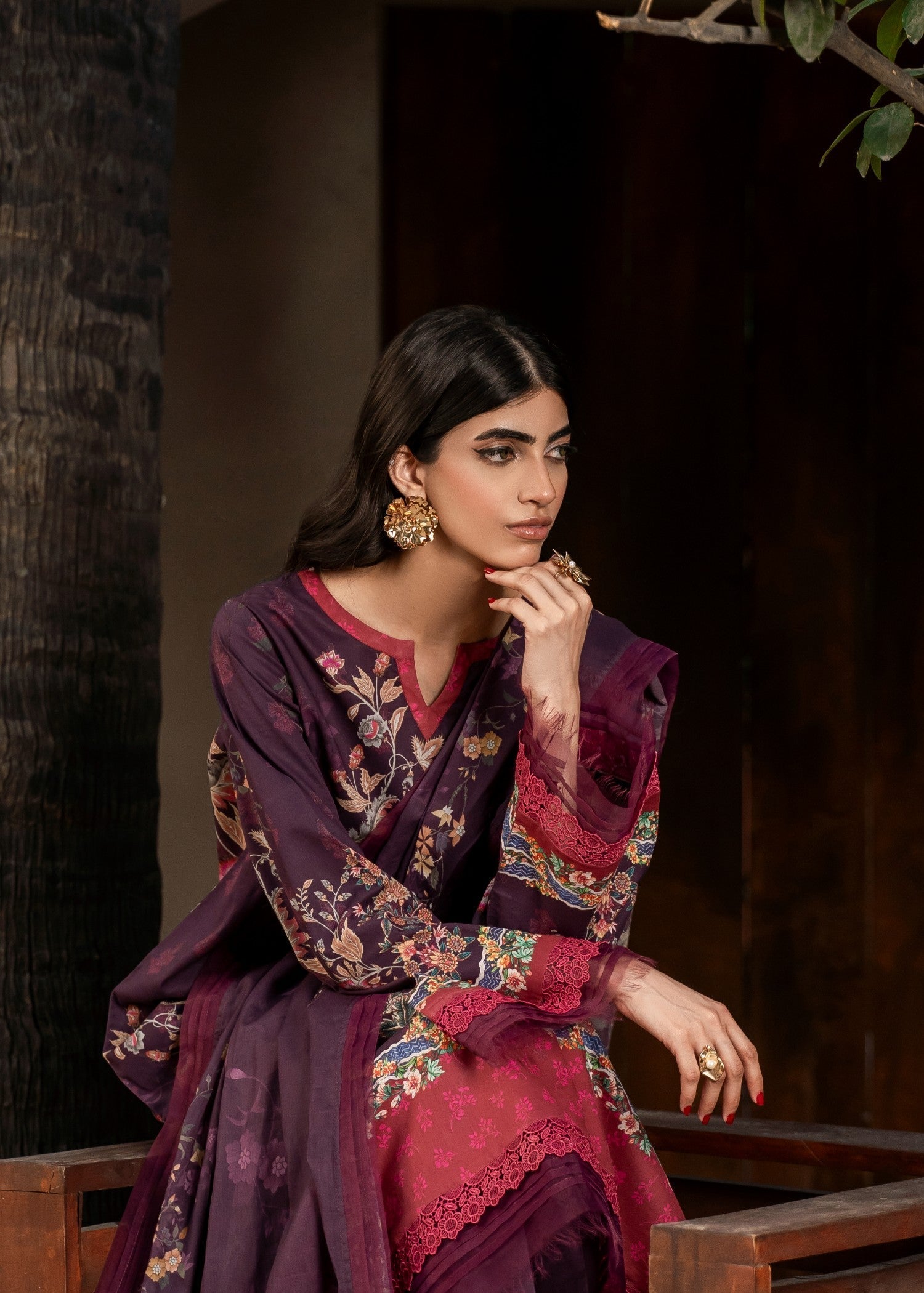 FIRDOUS Stitched Printed Lawn D145 Mulberry Women 3pcs