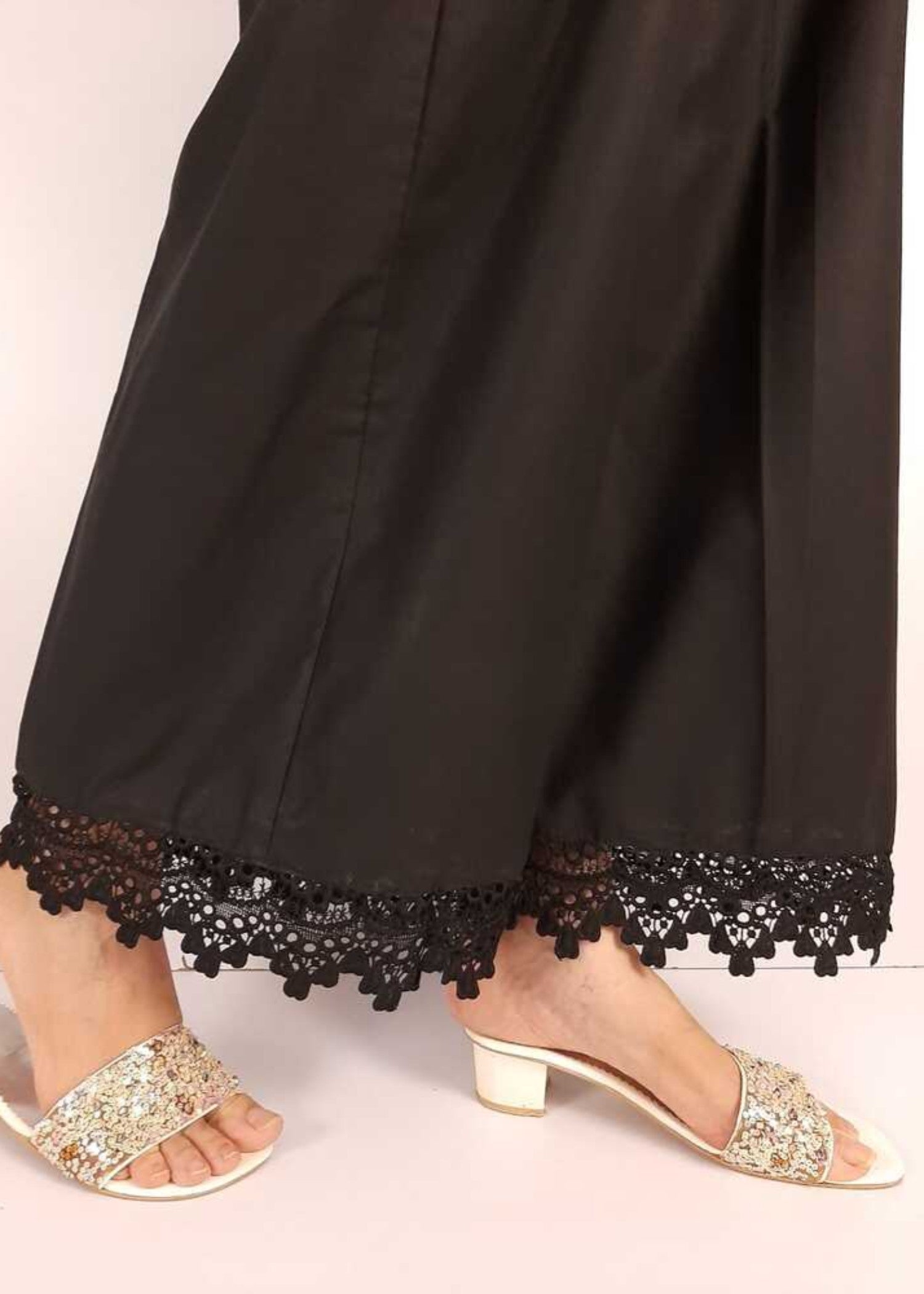 Zardi Cotton Palazzo With Bottom Lace – Black – ZT307 Women 1pcs