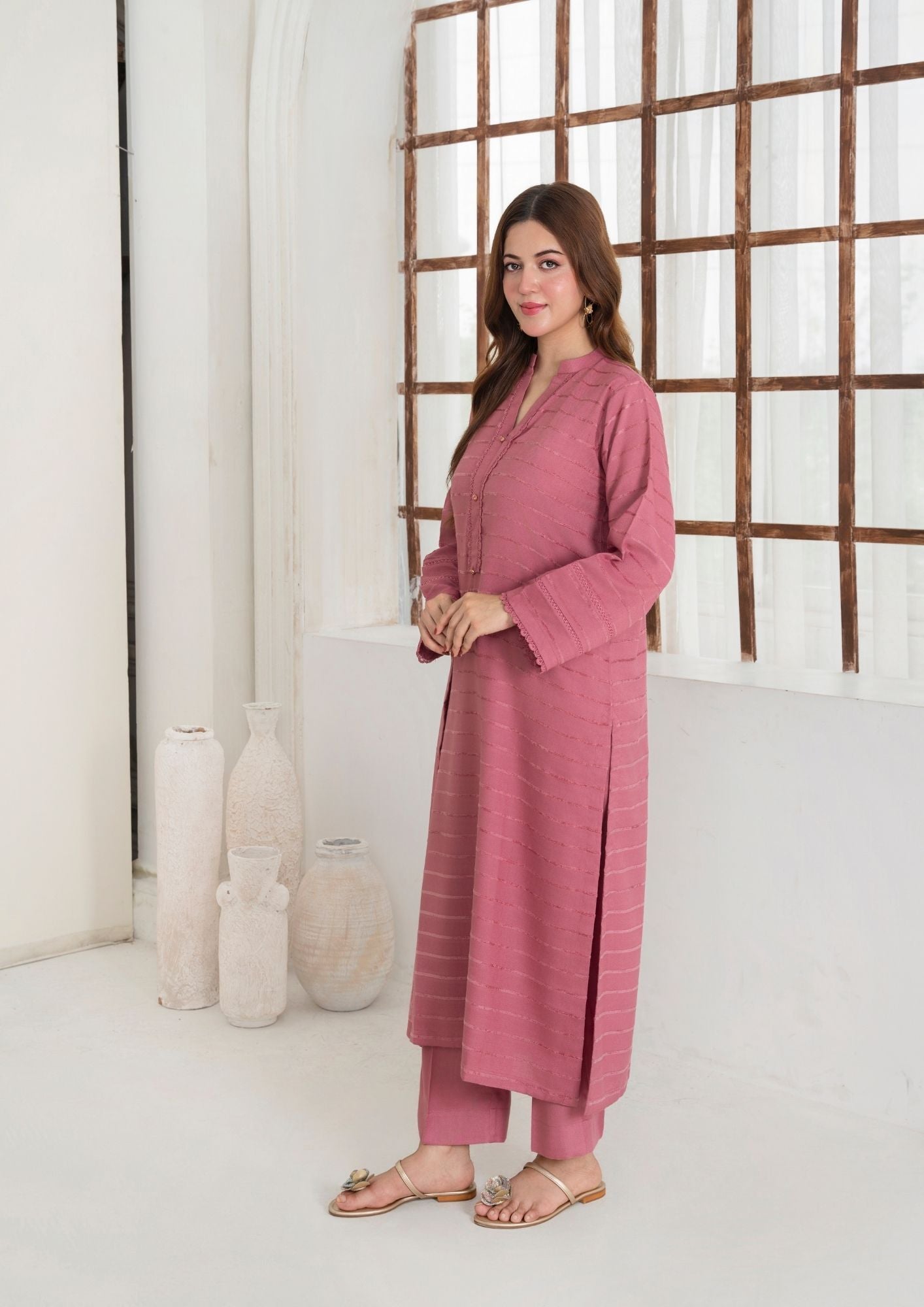 Yolo Pret Alpine Velvet Shirt with Velvet Border Shawl and Plain Trouser AML W25 0012 Women 3pcs