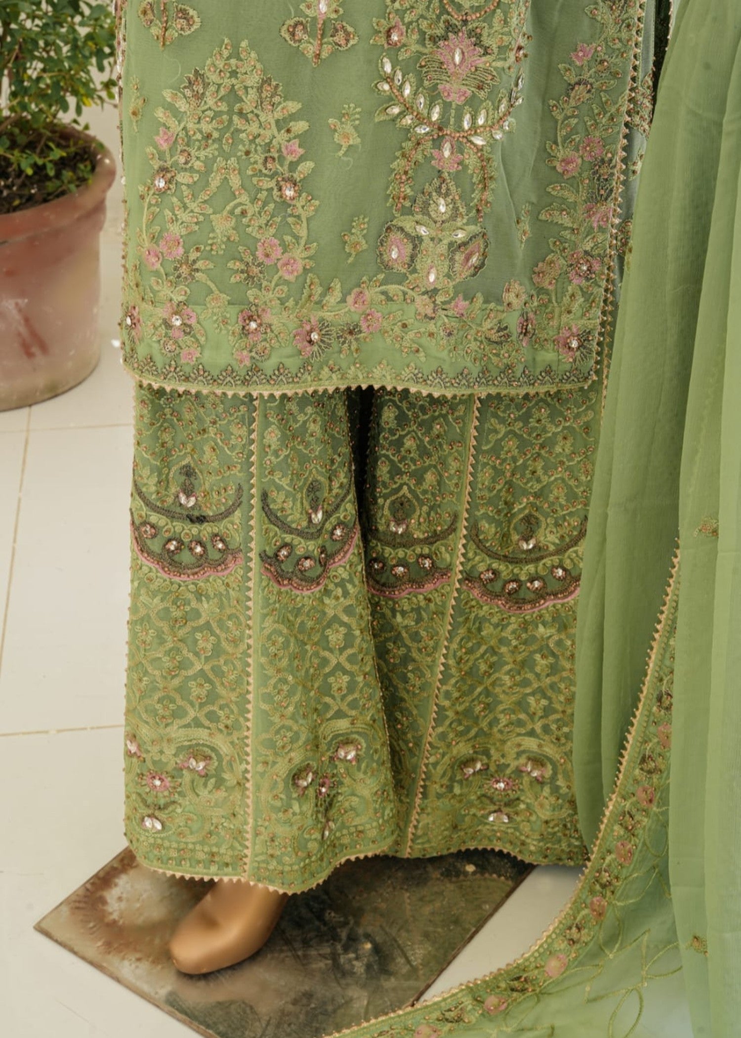 Ahmed Creations ALISHBA APPLE GREEN Women 3pcs