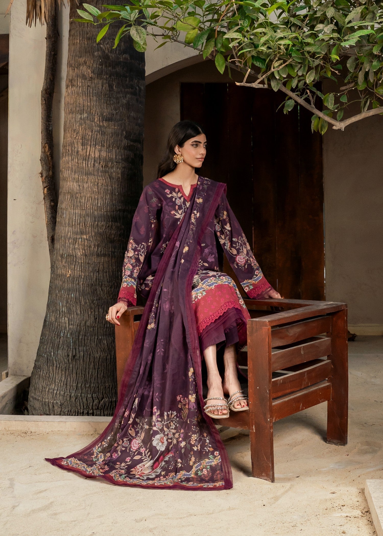 FIRDOUS Stitched Printed Lawn D145 Mulberry Women 3pcs