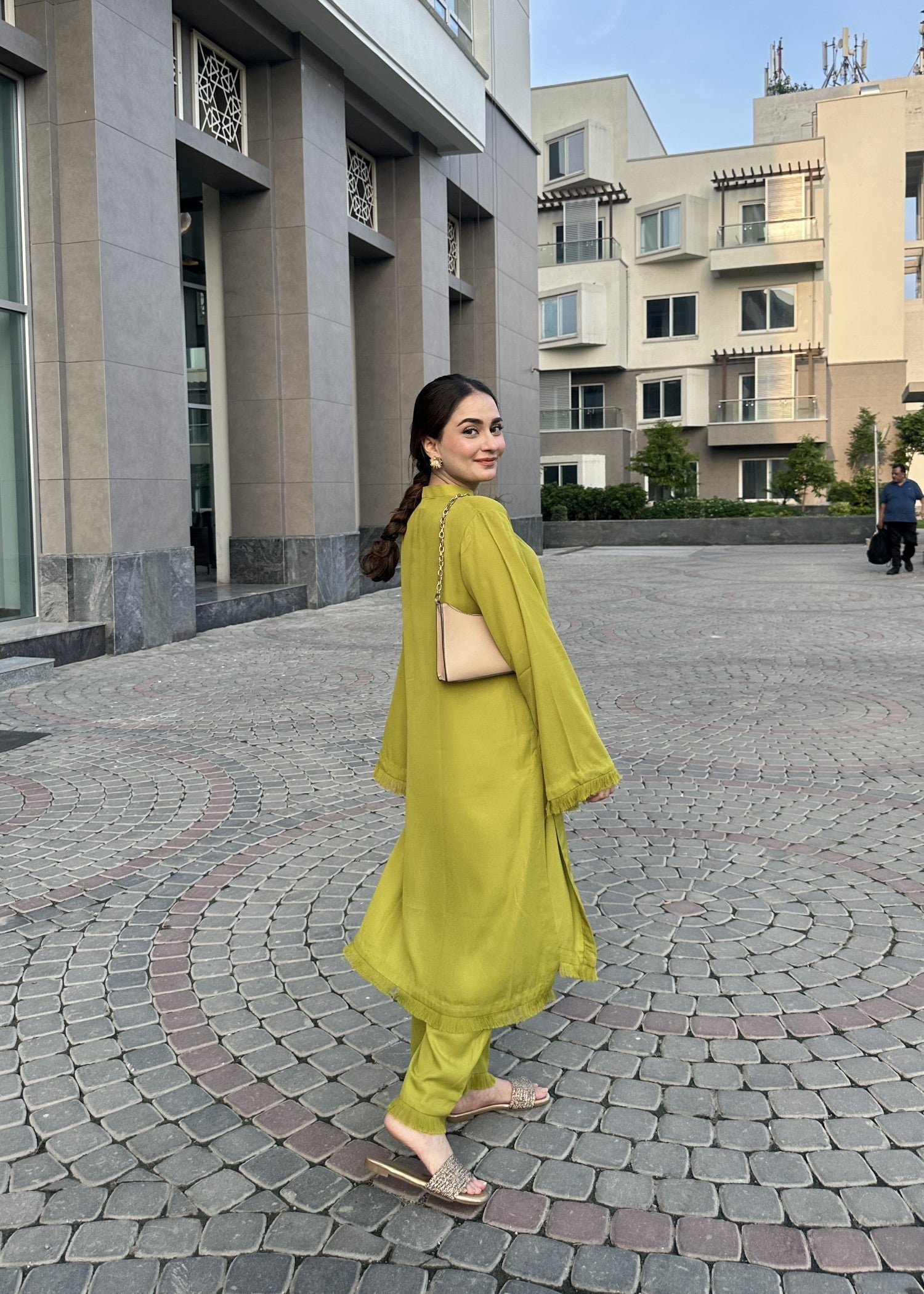 Zenyre Lime Glow Solid Set Women 2pcs