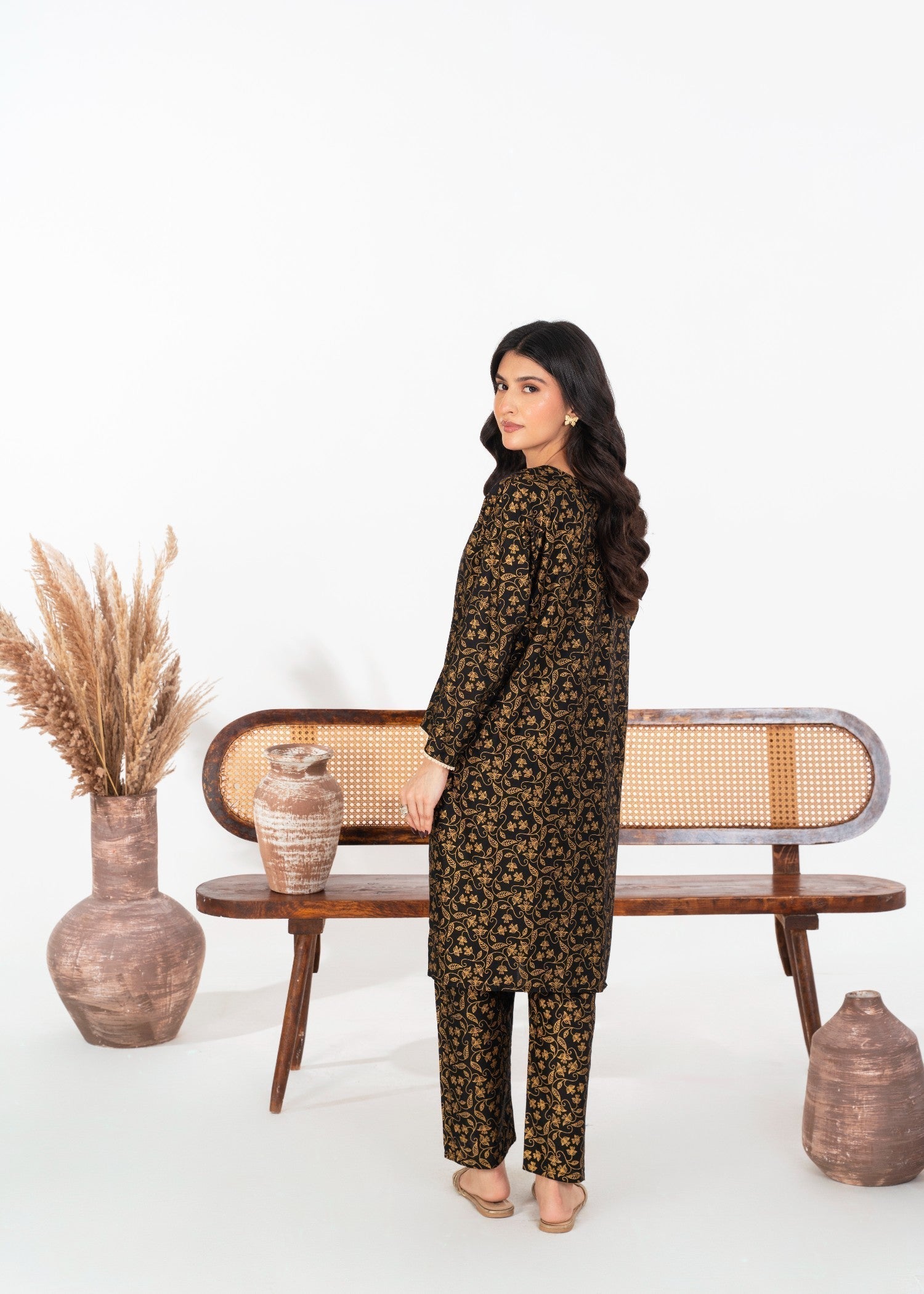 Stylish Collection LEAF BLACK Women 2pcs