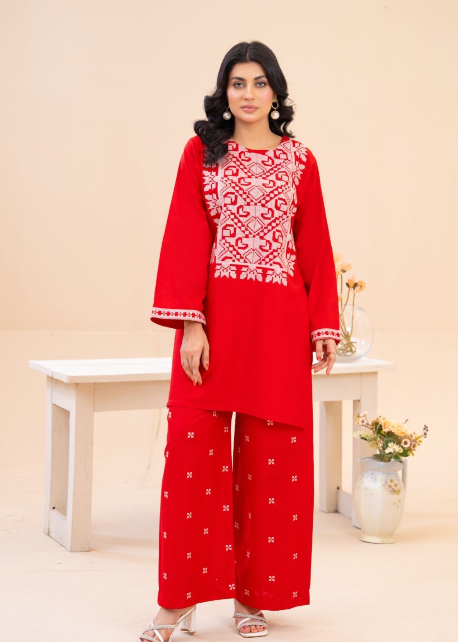 Zeenat & Zoha Fire Red Women 3pcs