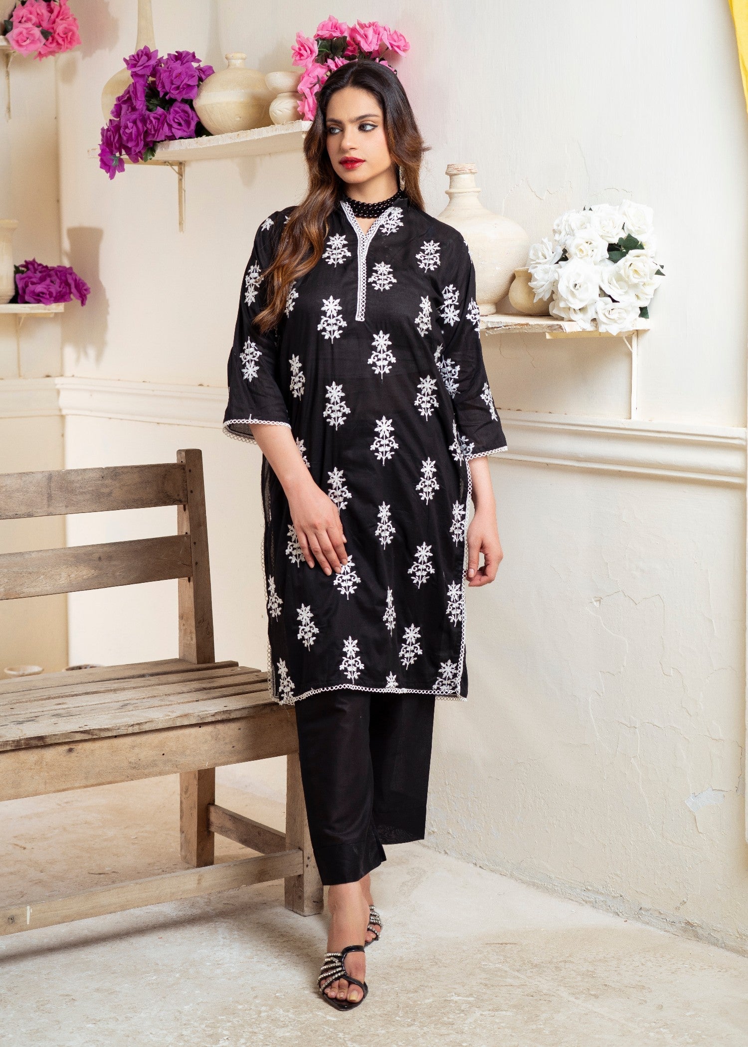 Afsarah White Tatreez Women 2pcs