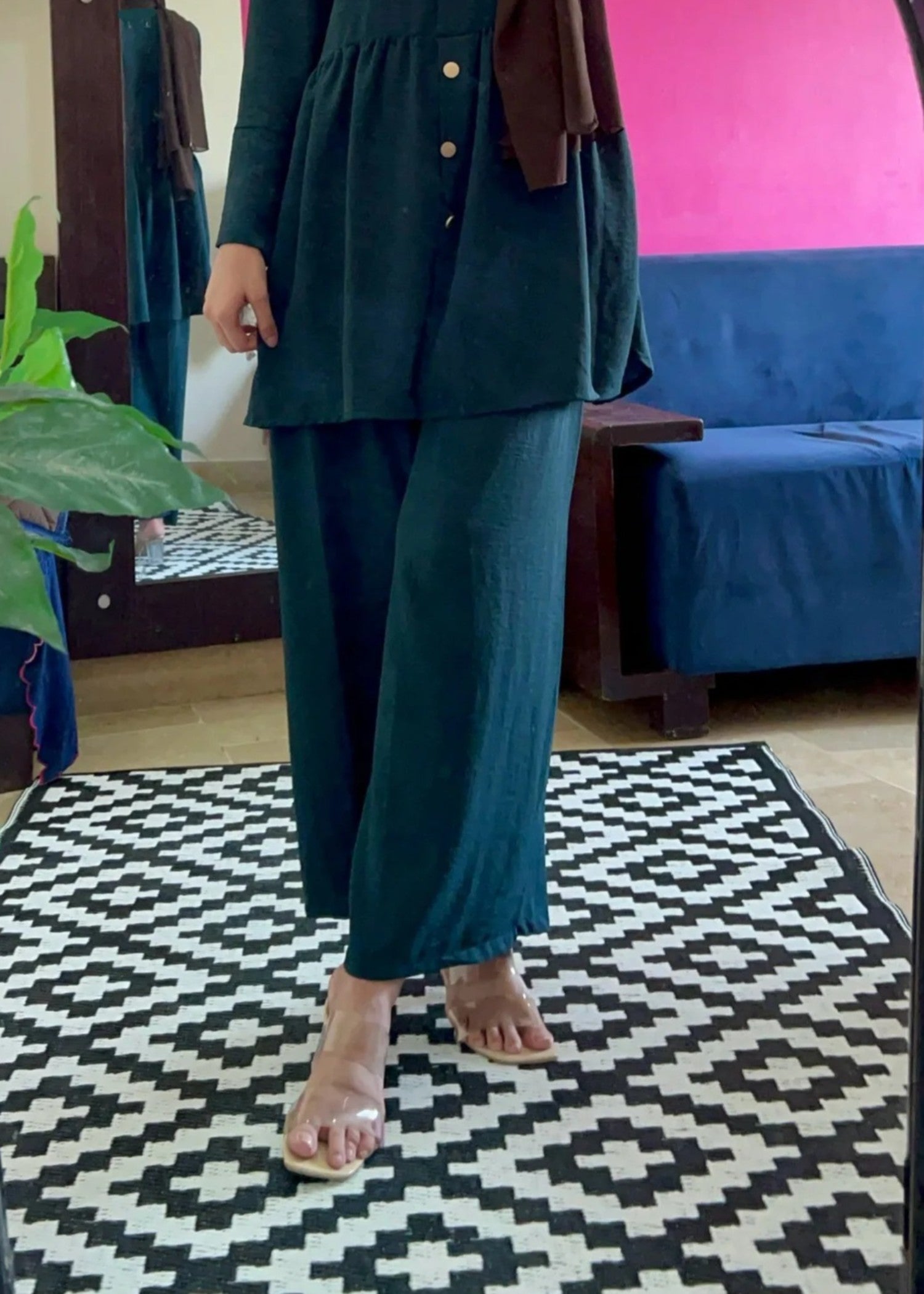 Al Rubab Collection Iris Frock Style Co Ord Set Teal Women 2pcs