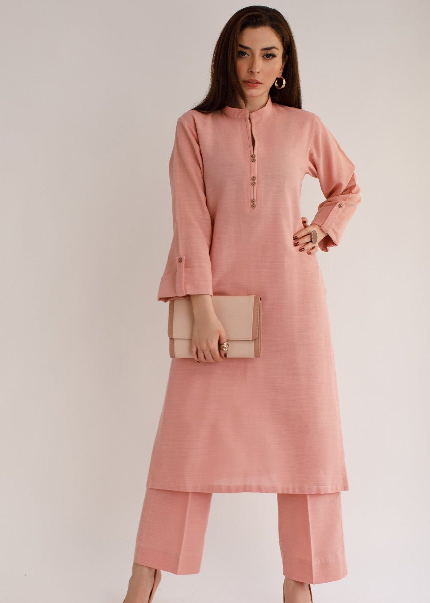 Peach Republic Tea Pink Khaddar Dress Women 2pcs