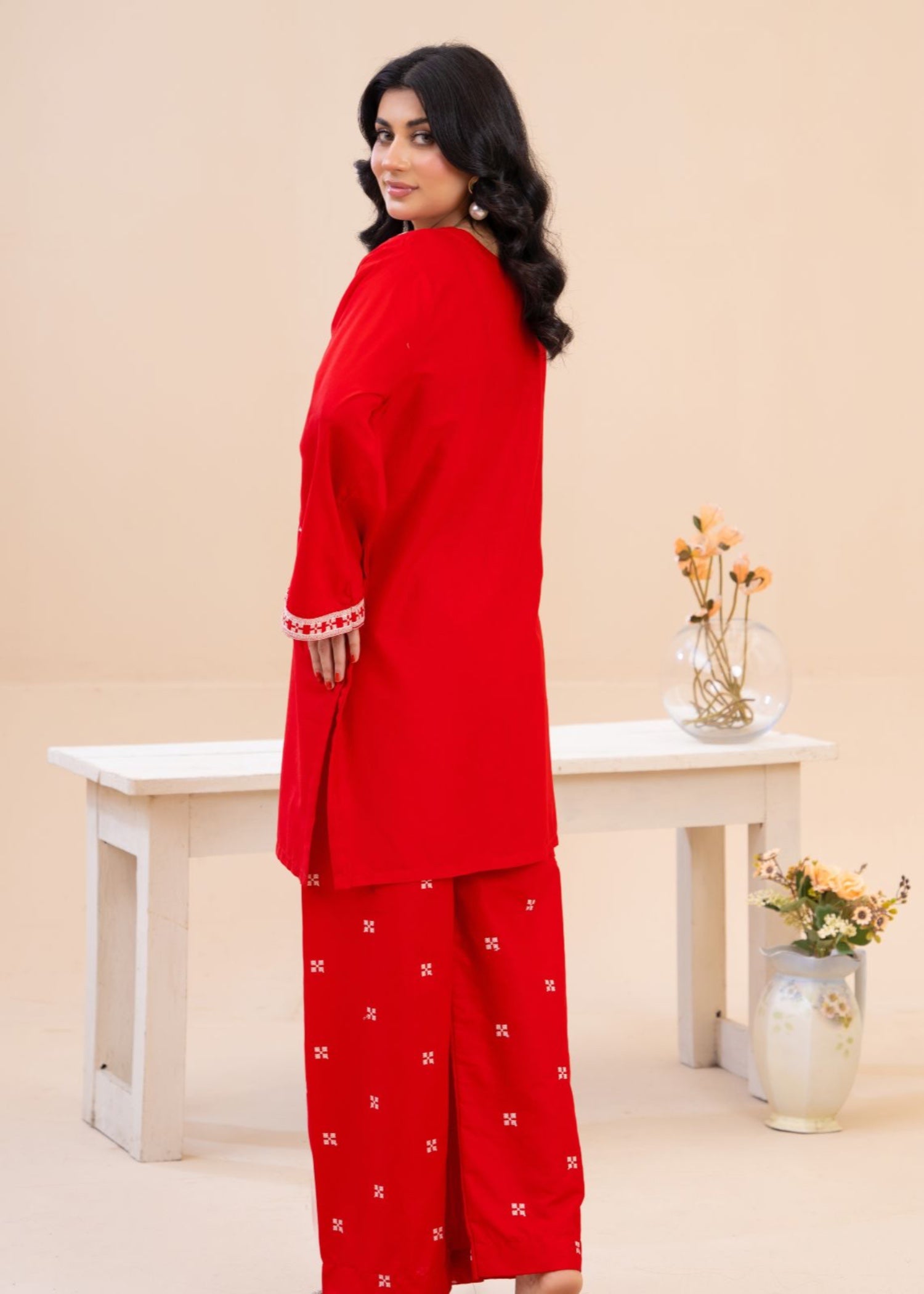 Zeenat & Zoha Fire Red Women 3pcs