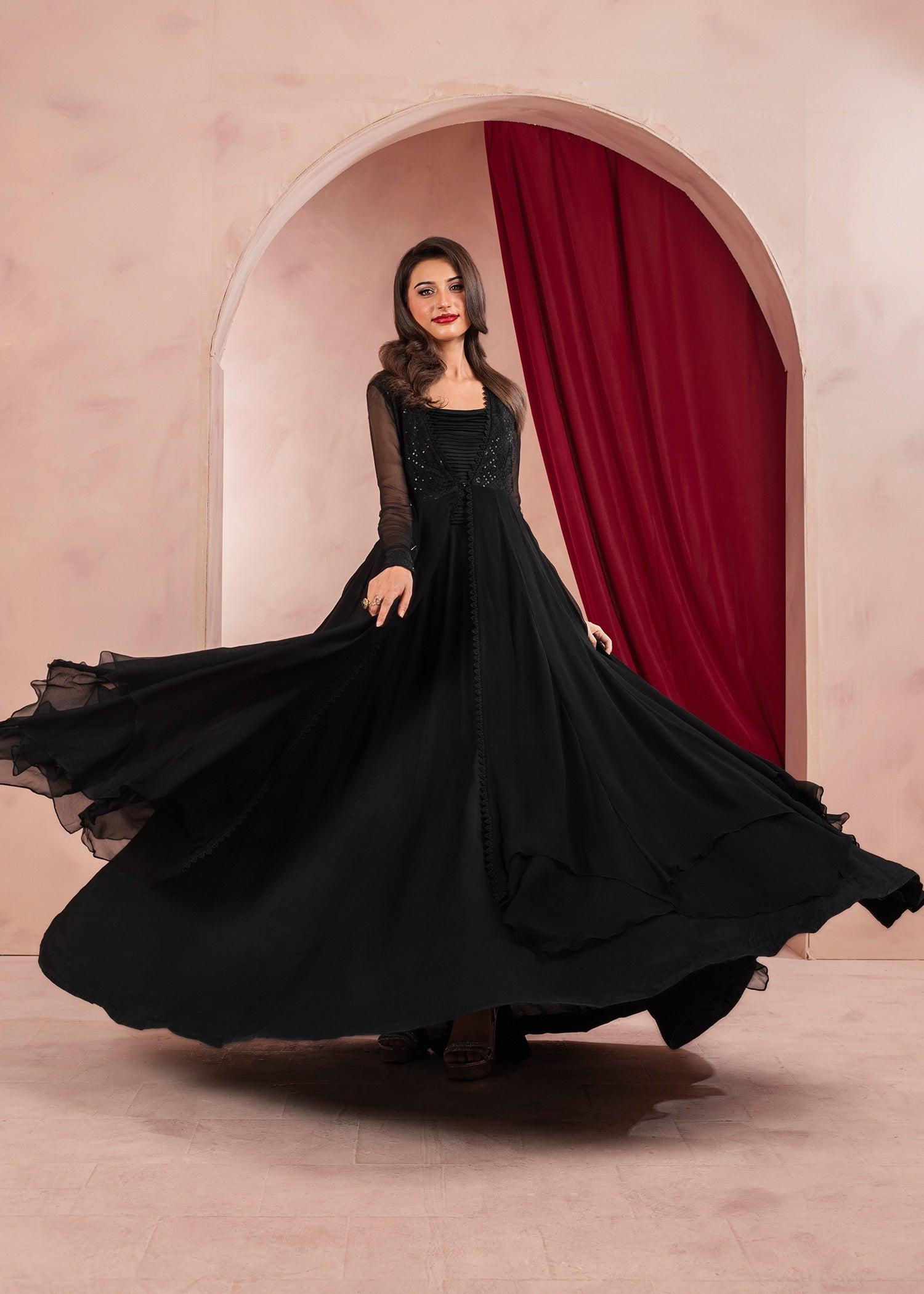 Rang-e-Haya Moon Veil (Black) Women 3pcs