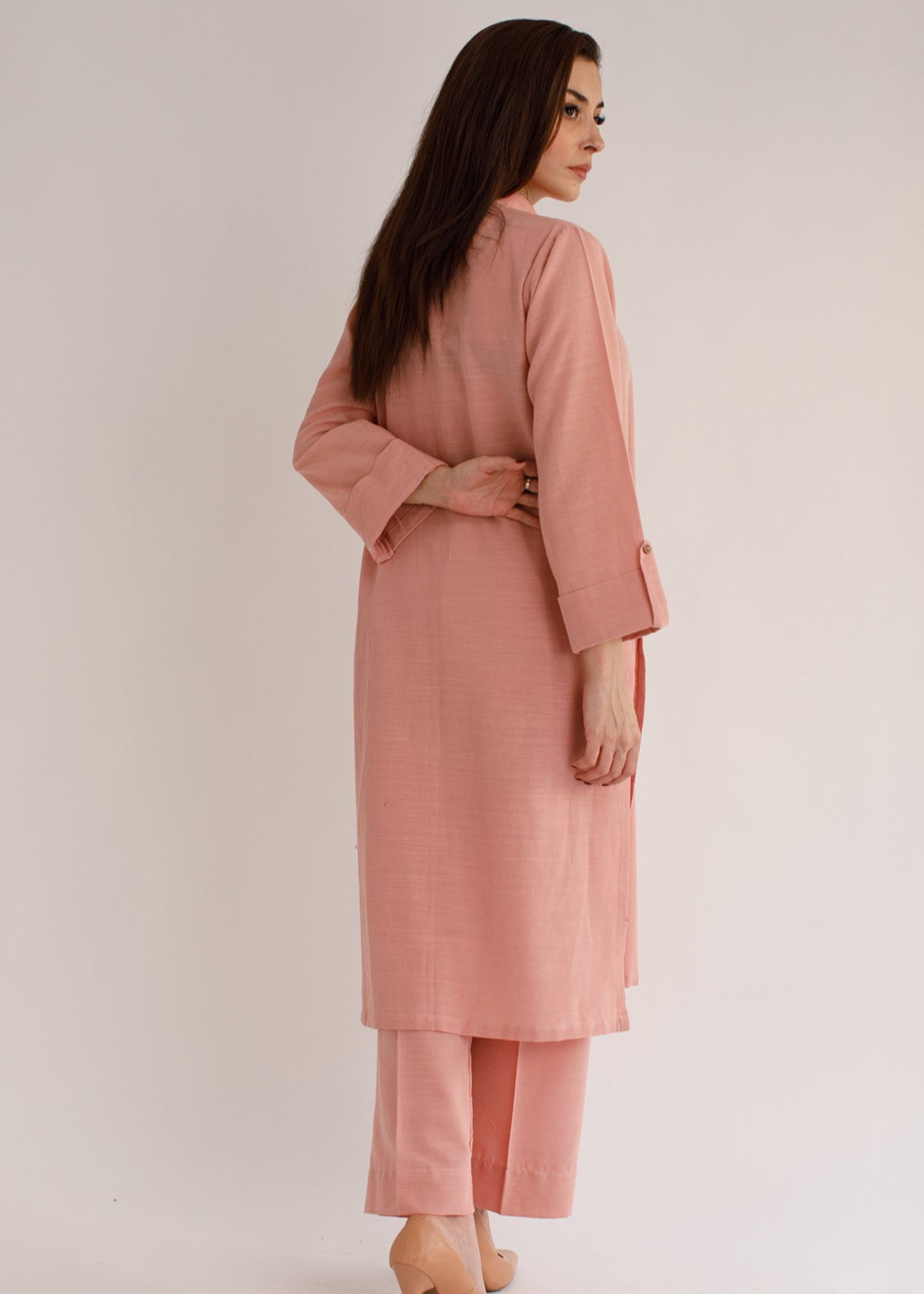 Peach Republic Tea Pink Khaddar Dress Women 2pcs