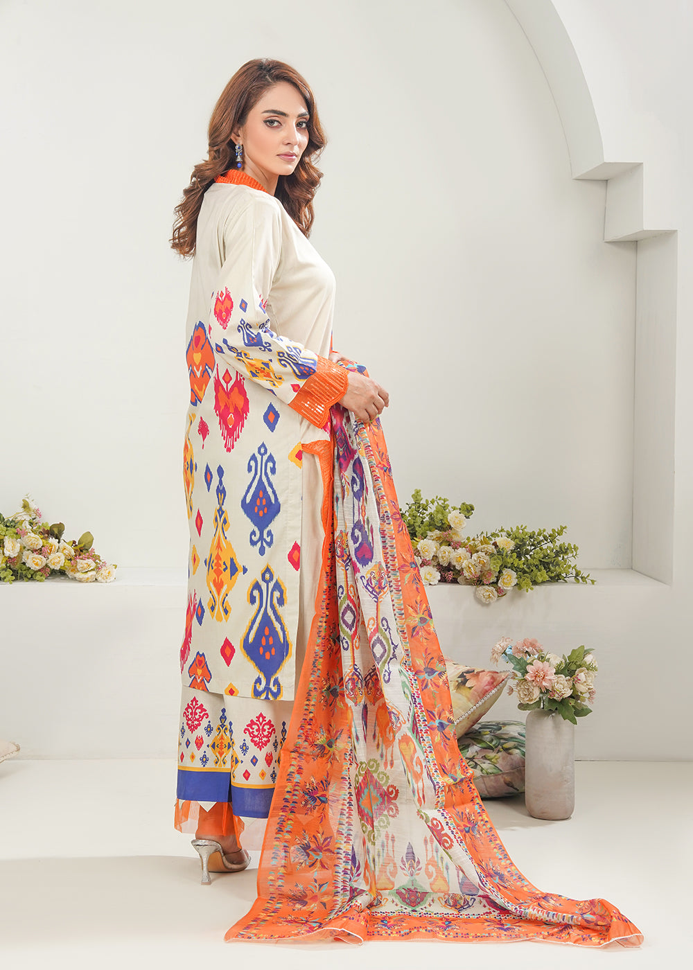 Elara Official Flame Printed Suit Women 3pcs