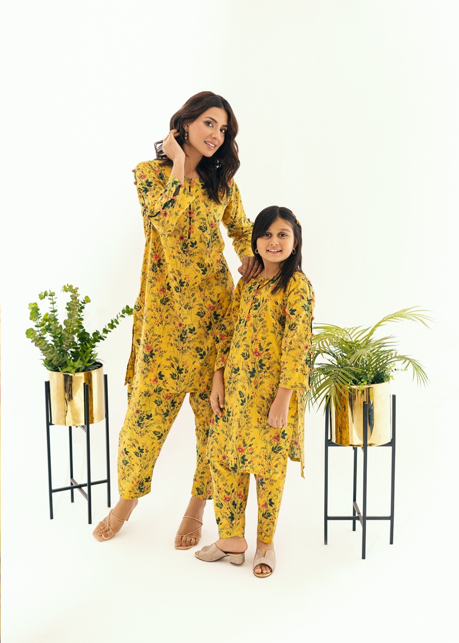 Kumash Textiles Mustard Floral Women Women 2pcs