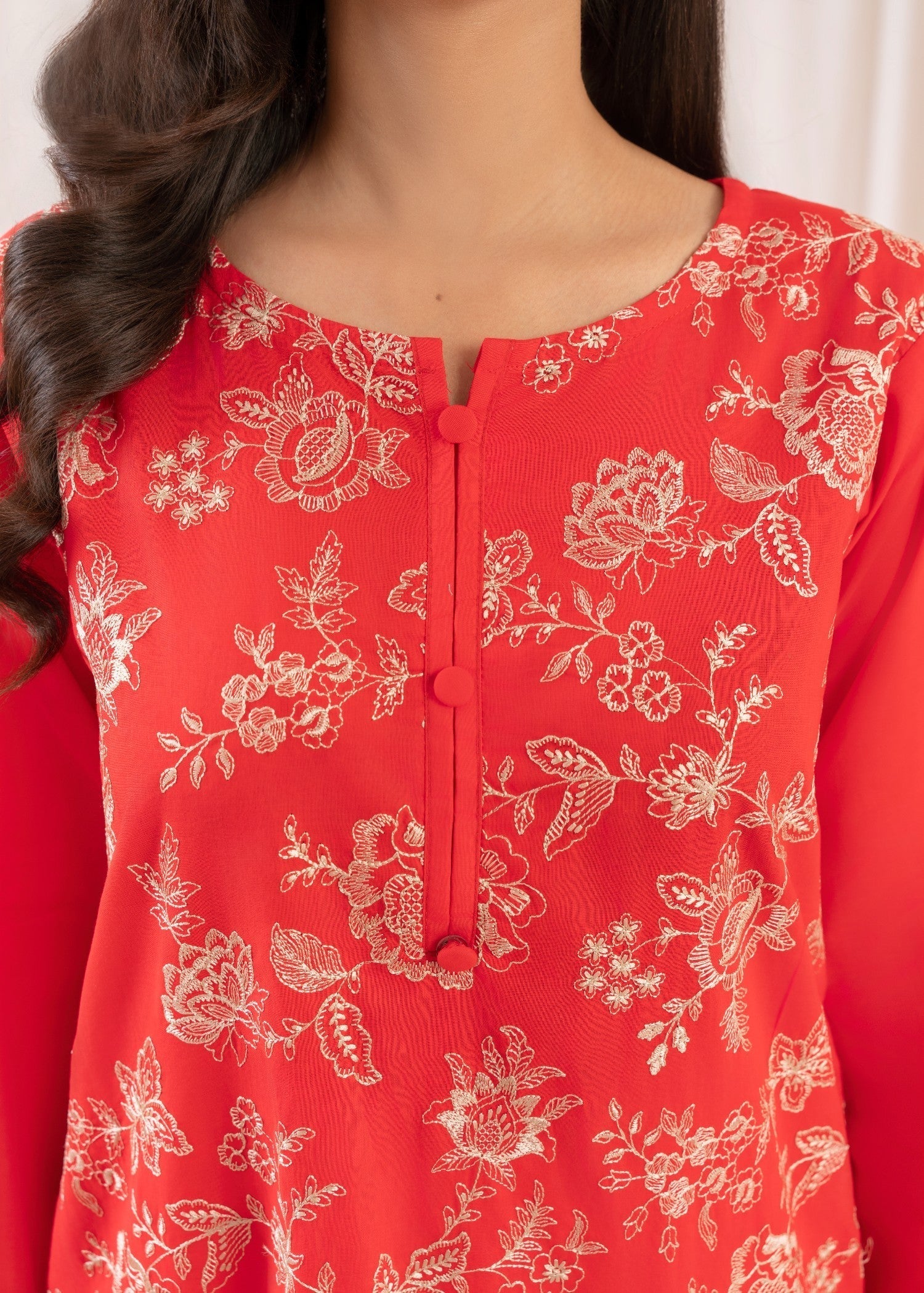 Musani Embroidered Lawn Stitched Shirt Red Women 1pcs