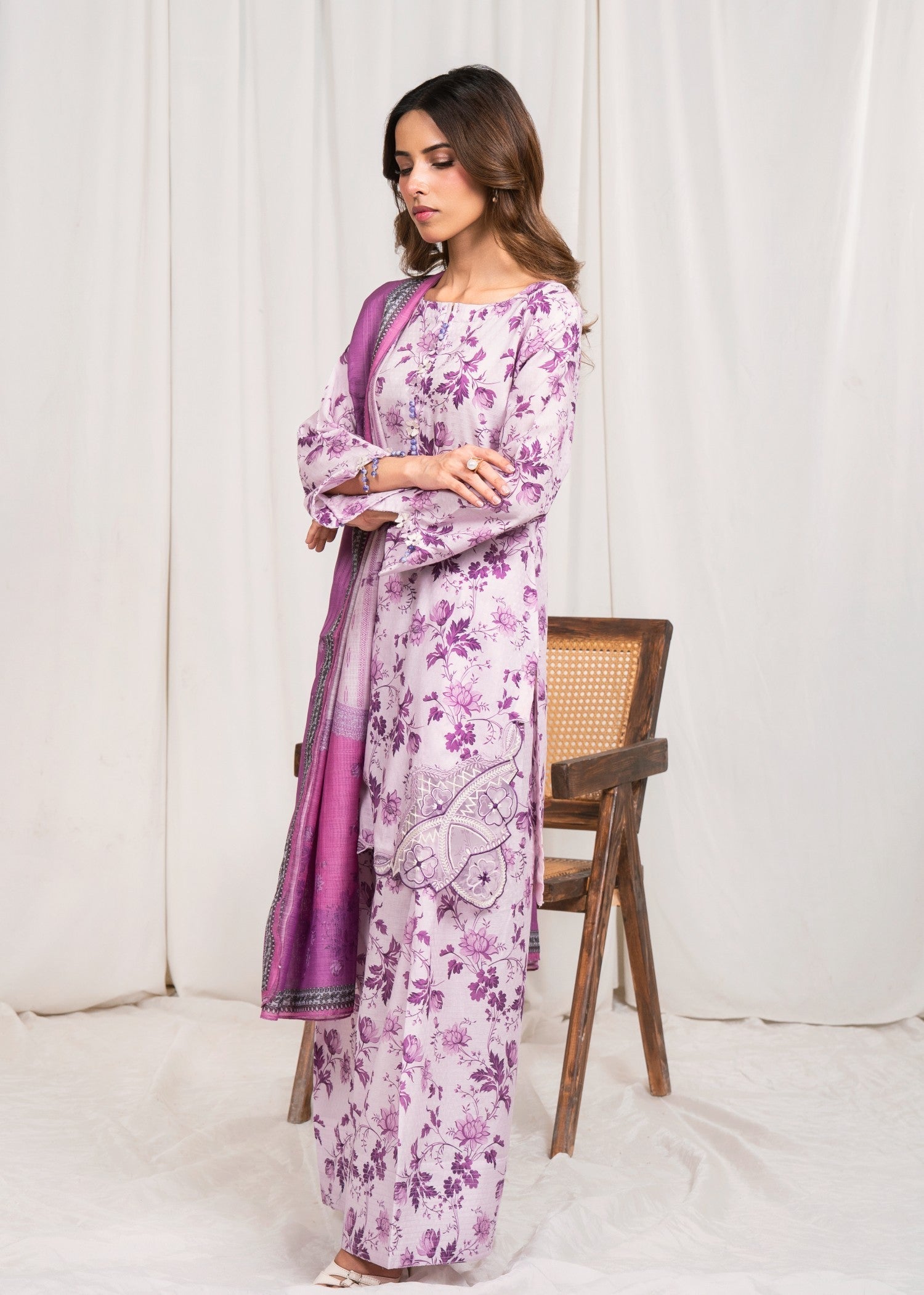 Sahibas By Mirza Phool Purple Women 3pcs