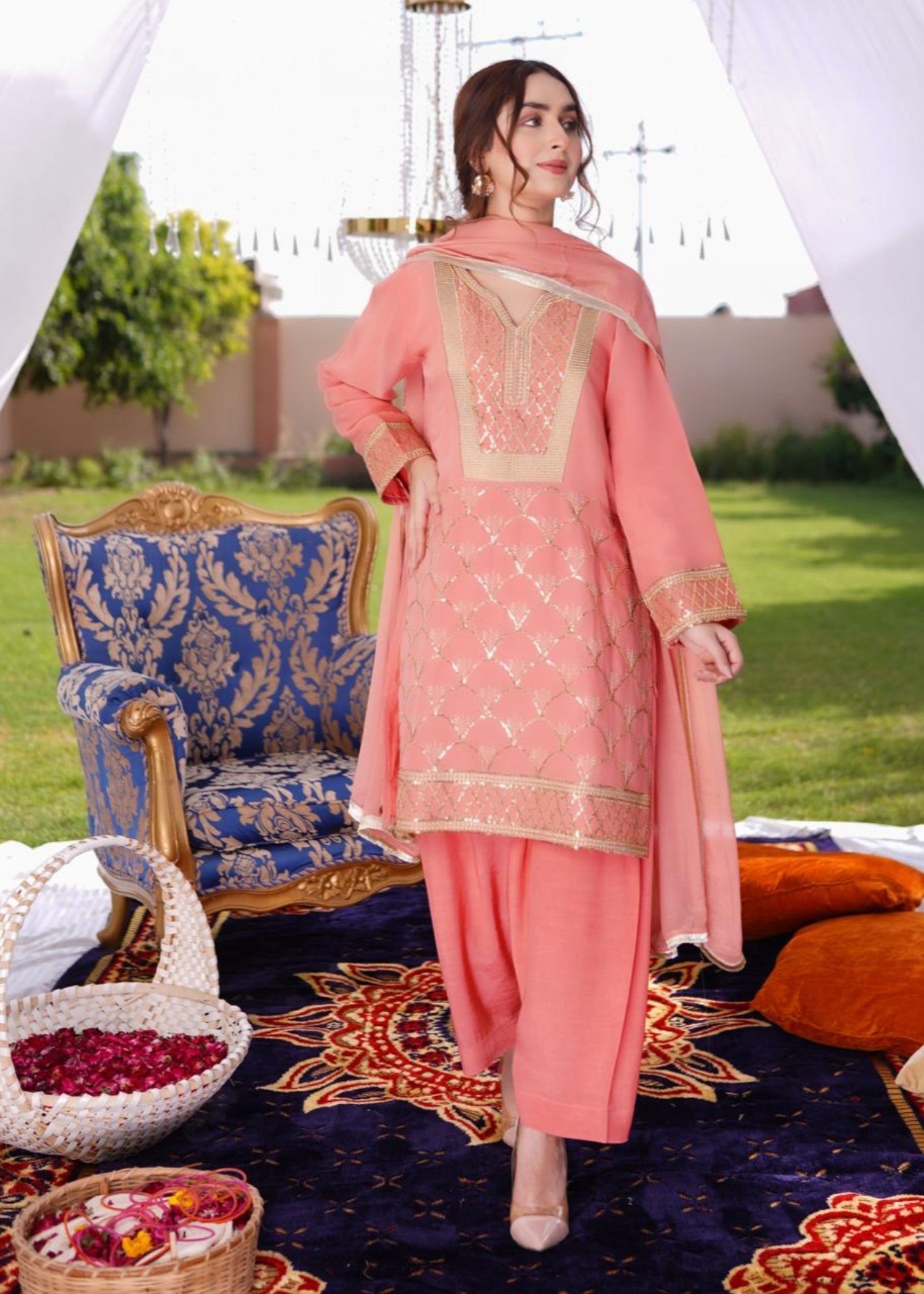 Akhrot Clothing Pink Festive Women 3pcs