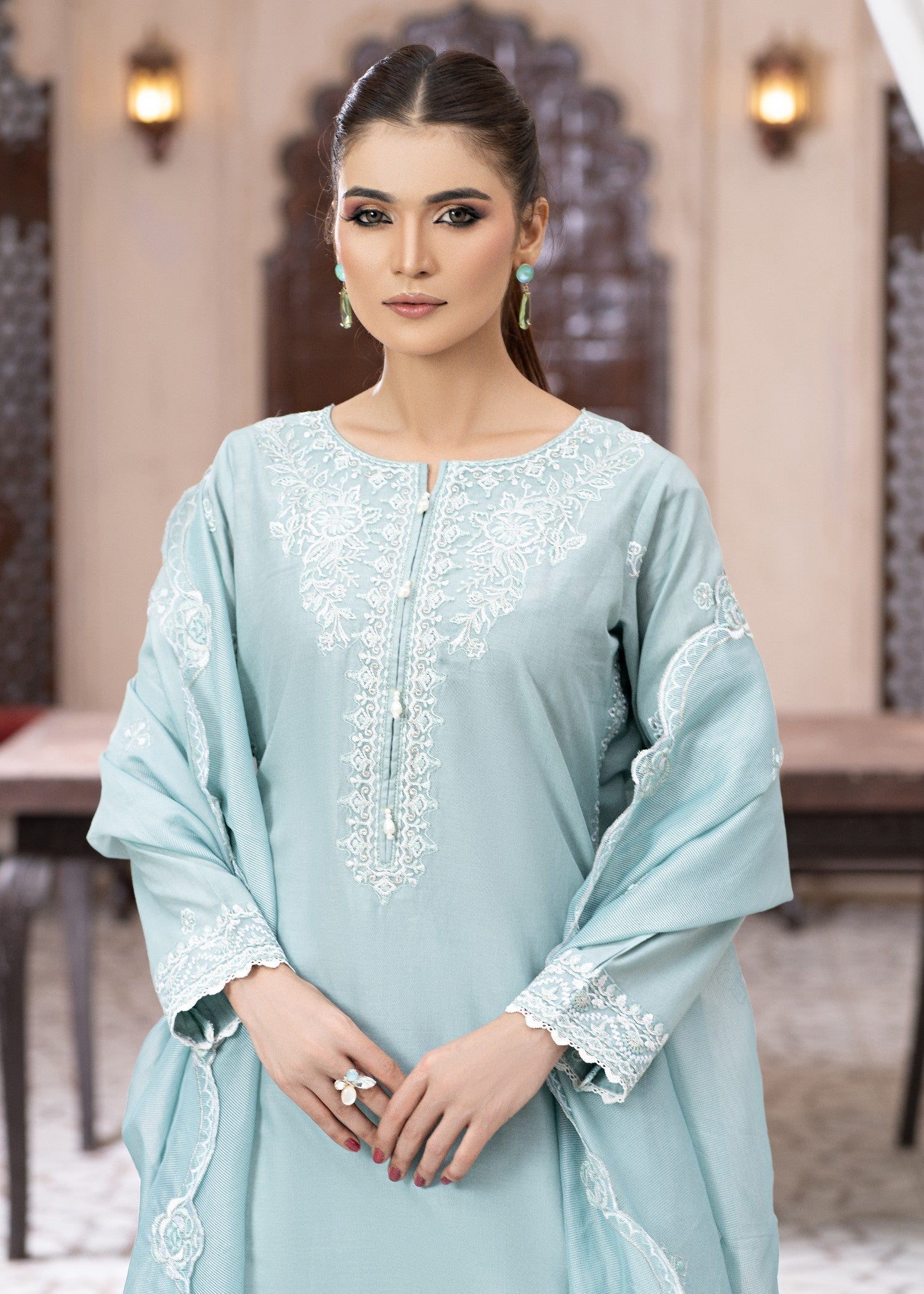 Madame Embroidered Cotton Suit 2758 Women 3pcs