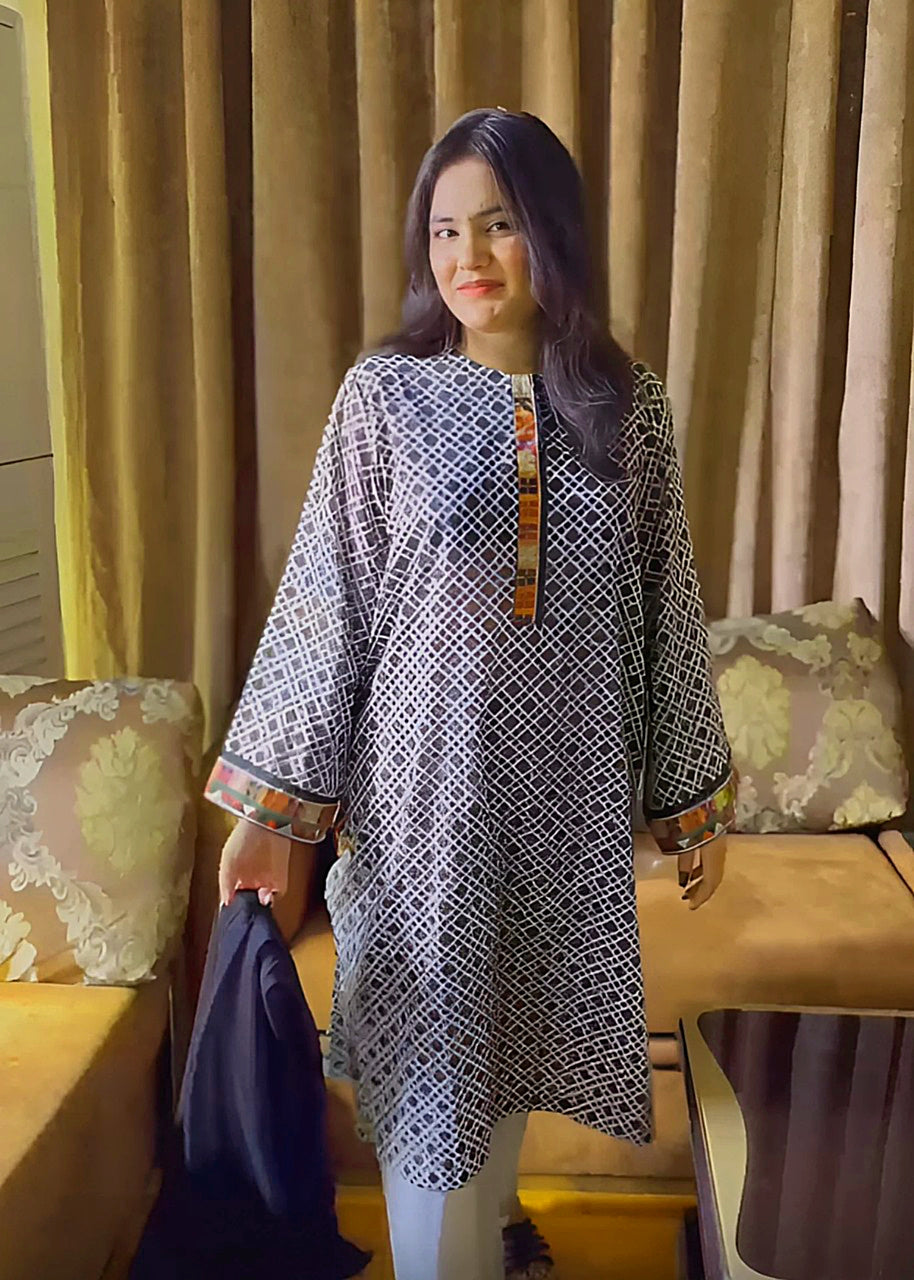 Urban Cut Cotton Suit Printed Black Women 2pcs