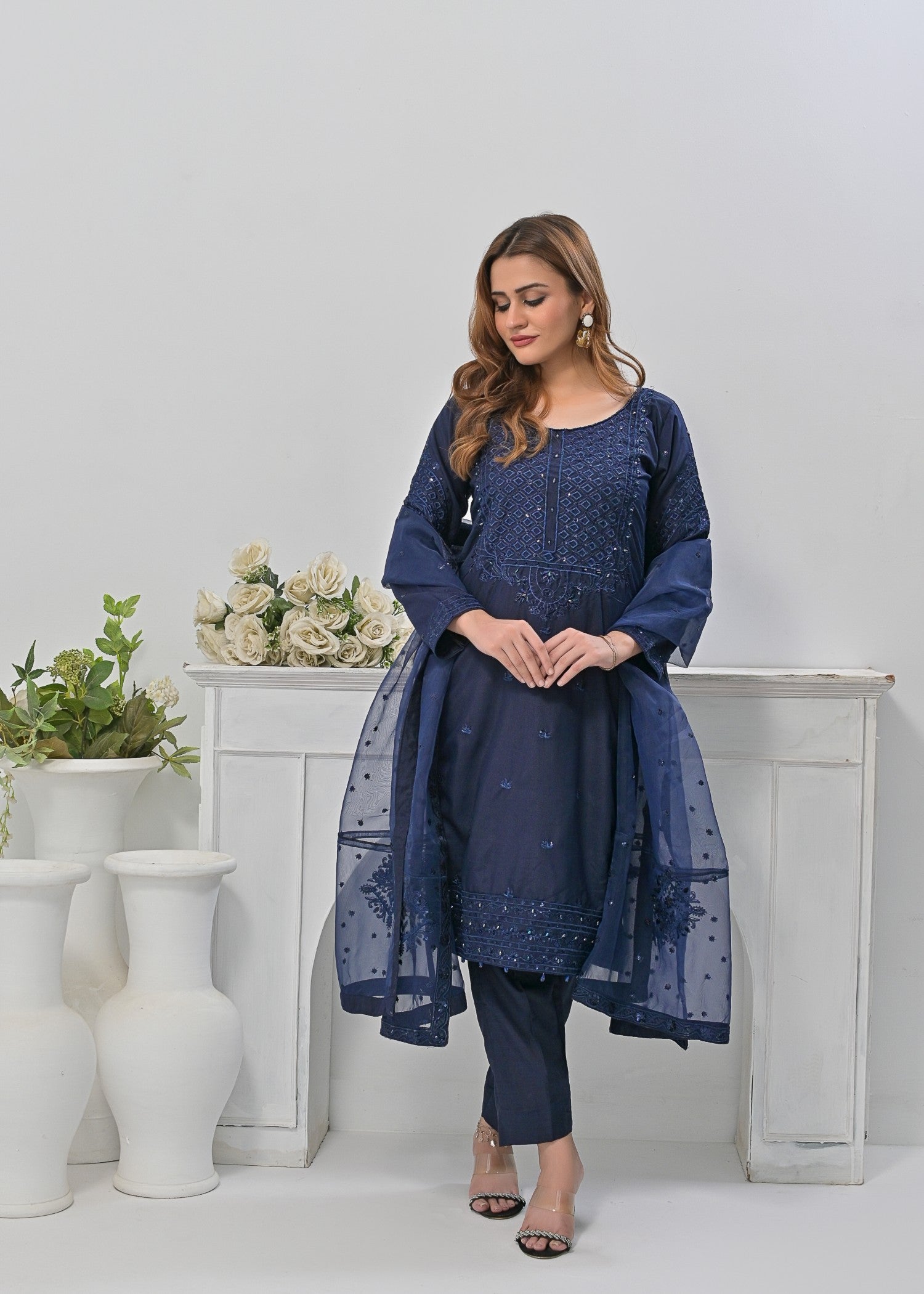 Qasim Anwer By Chandni Bridals ALIZEH (NAVY BLUE) Women 3pcs
