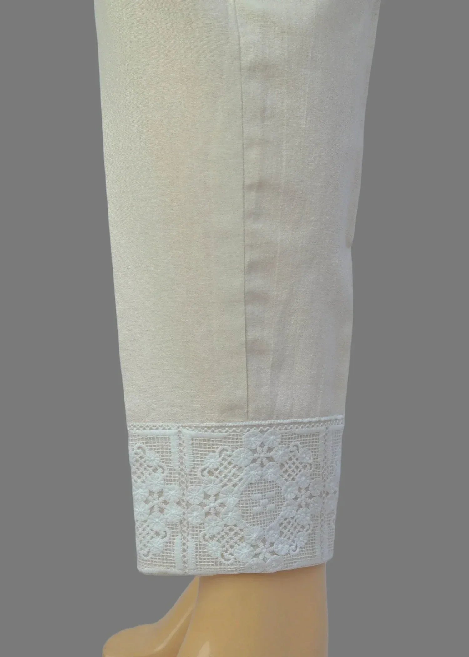 Urban Cut Linen Ivory Fabric Heavy Embroidery Stitched Trouser 100% Cotton Pre Shrinked Women 1pcs