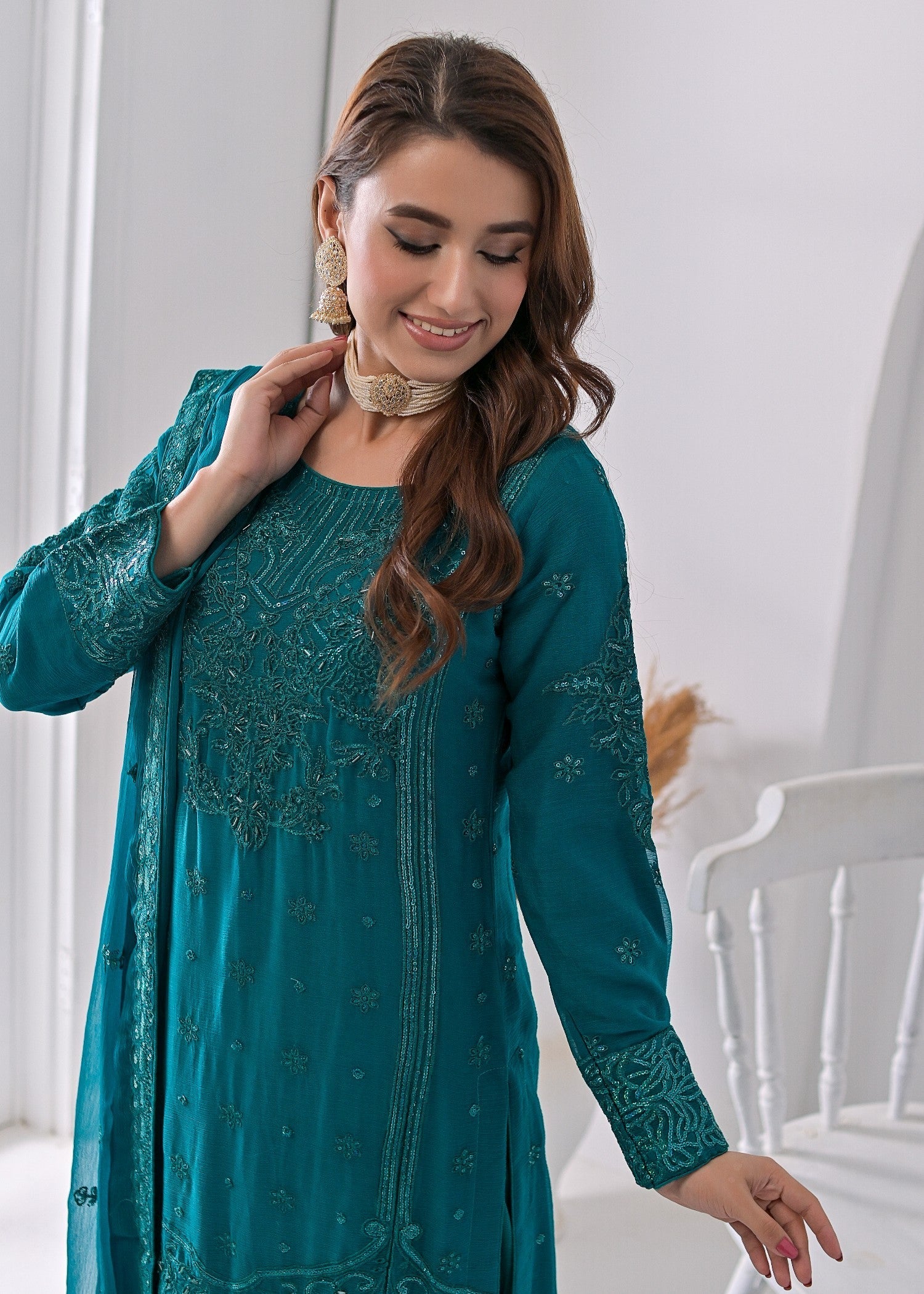 Qasim Anwer By Chandni Bridals LYDIA (TEAL) Women 3pcs