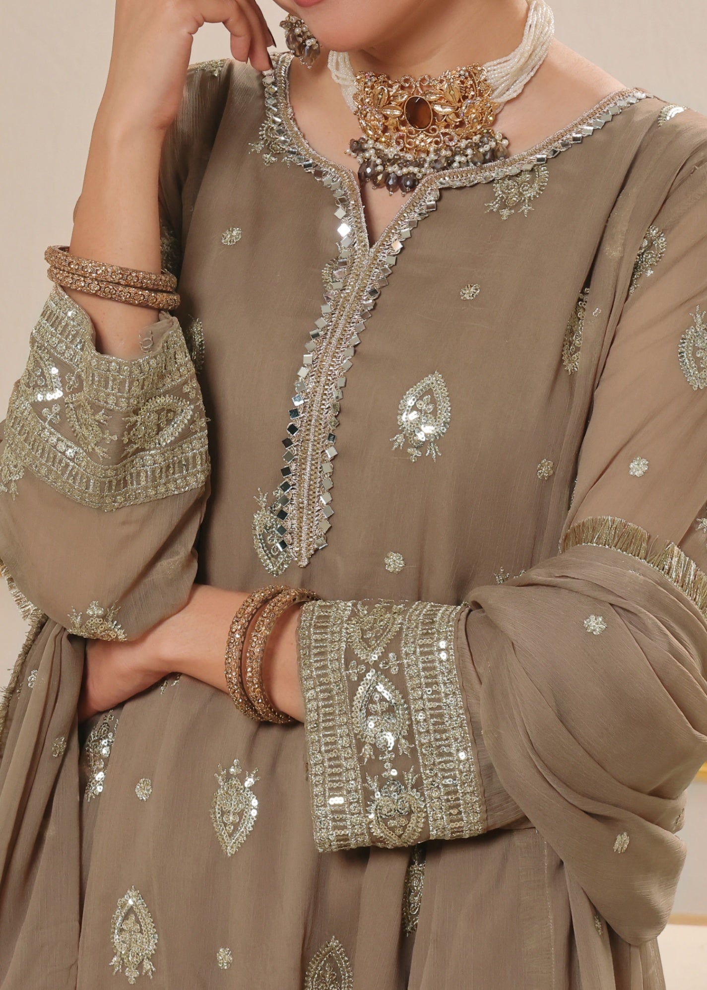 Abaan Zohan Raunak Brown Women 3pcs