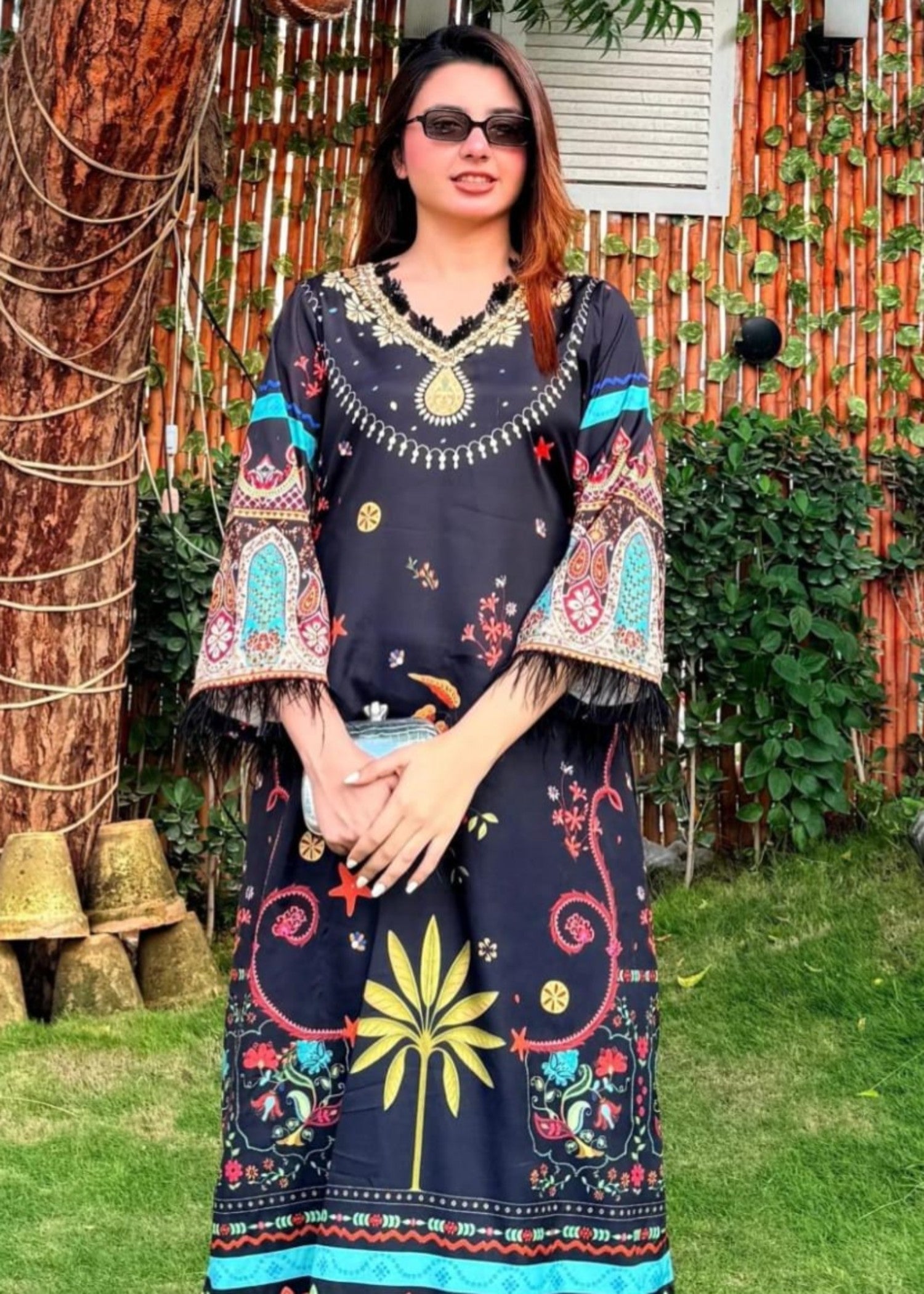 Mataish Black Midnight Kaftan Women 1pcs