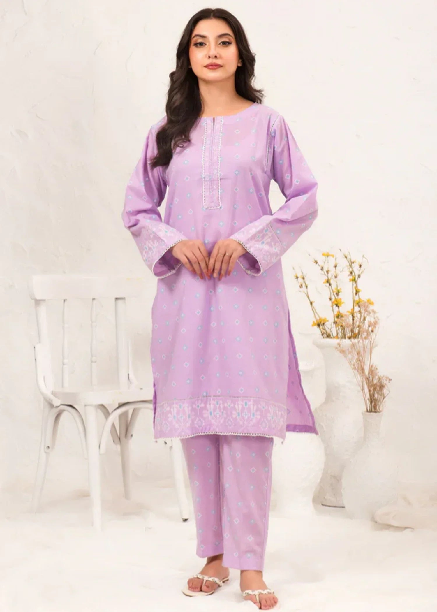 Ochre Cotton Printed Suit SOLP 10 Women 2pcs