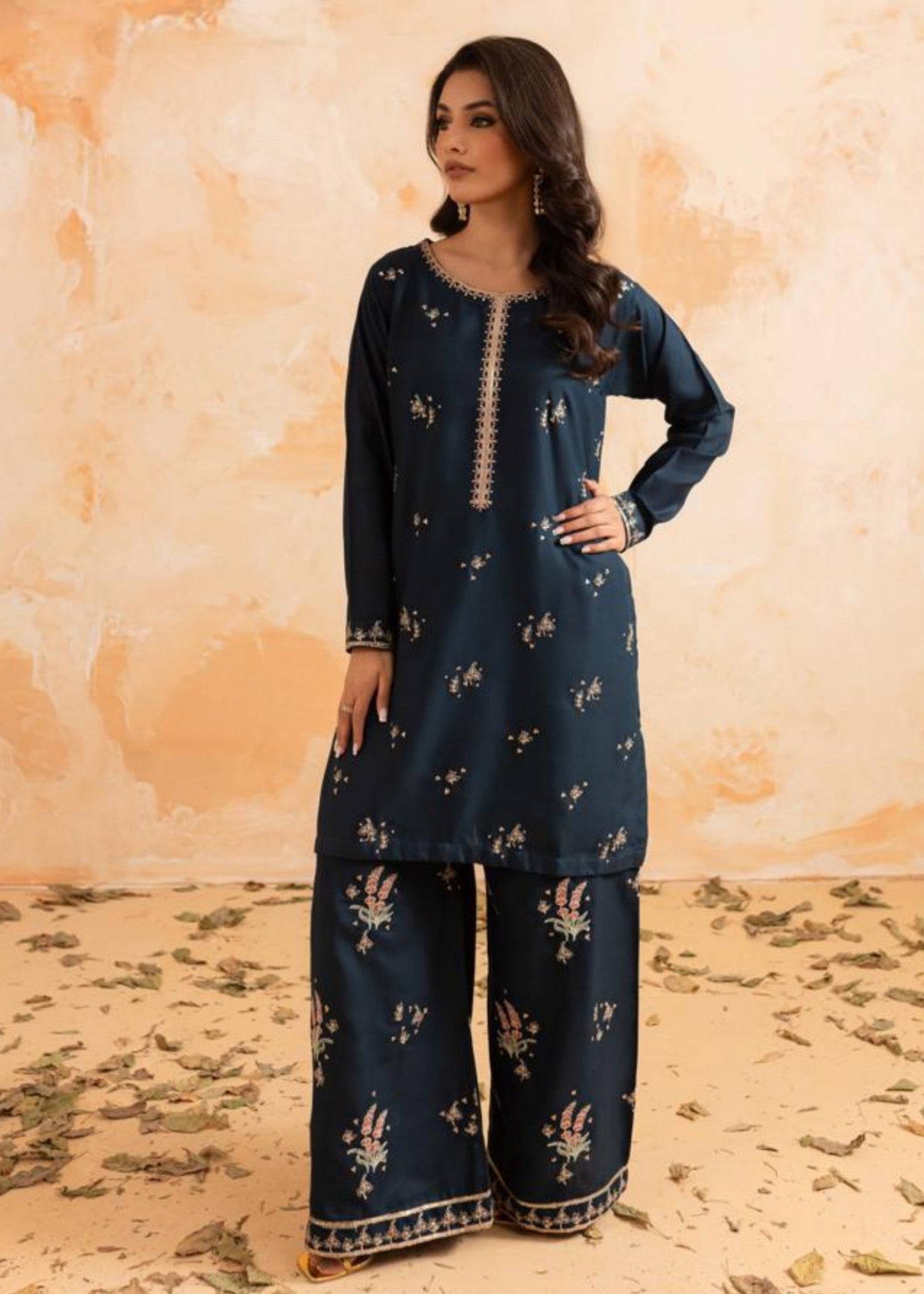 Afsarah Blue Berry Luxury Embroidered Stitched Dress Women 2pcs