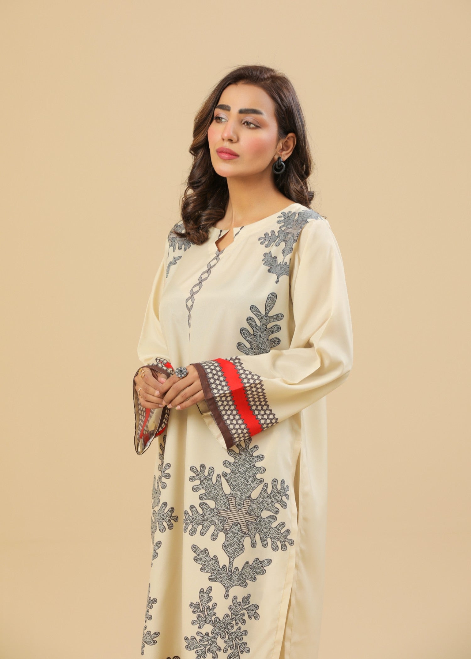 Zenyre Ivory Noir Printed Set Women 2pcs