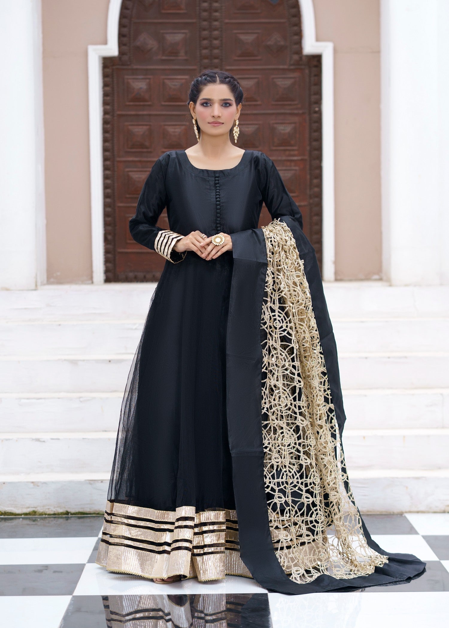 Miss & Mrs Black anarkali. Women 3pcs