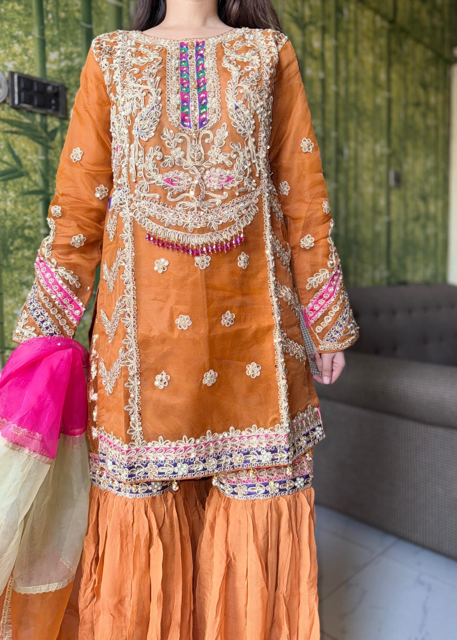 Inaaya Fashion ZOHRA JABEEN RUST Women 3pcs