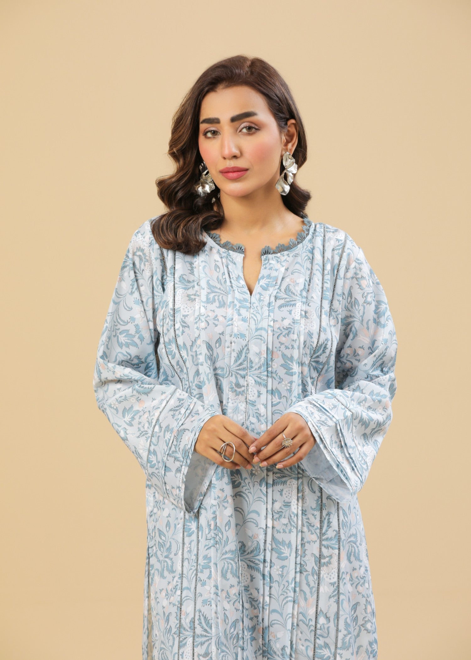 Zenyre Azure Petals Printed Set Women 2pcs