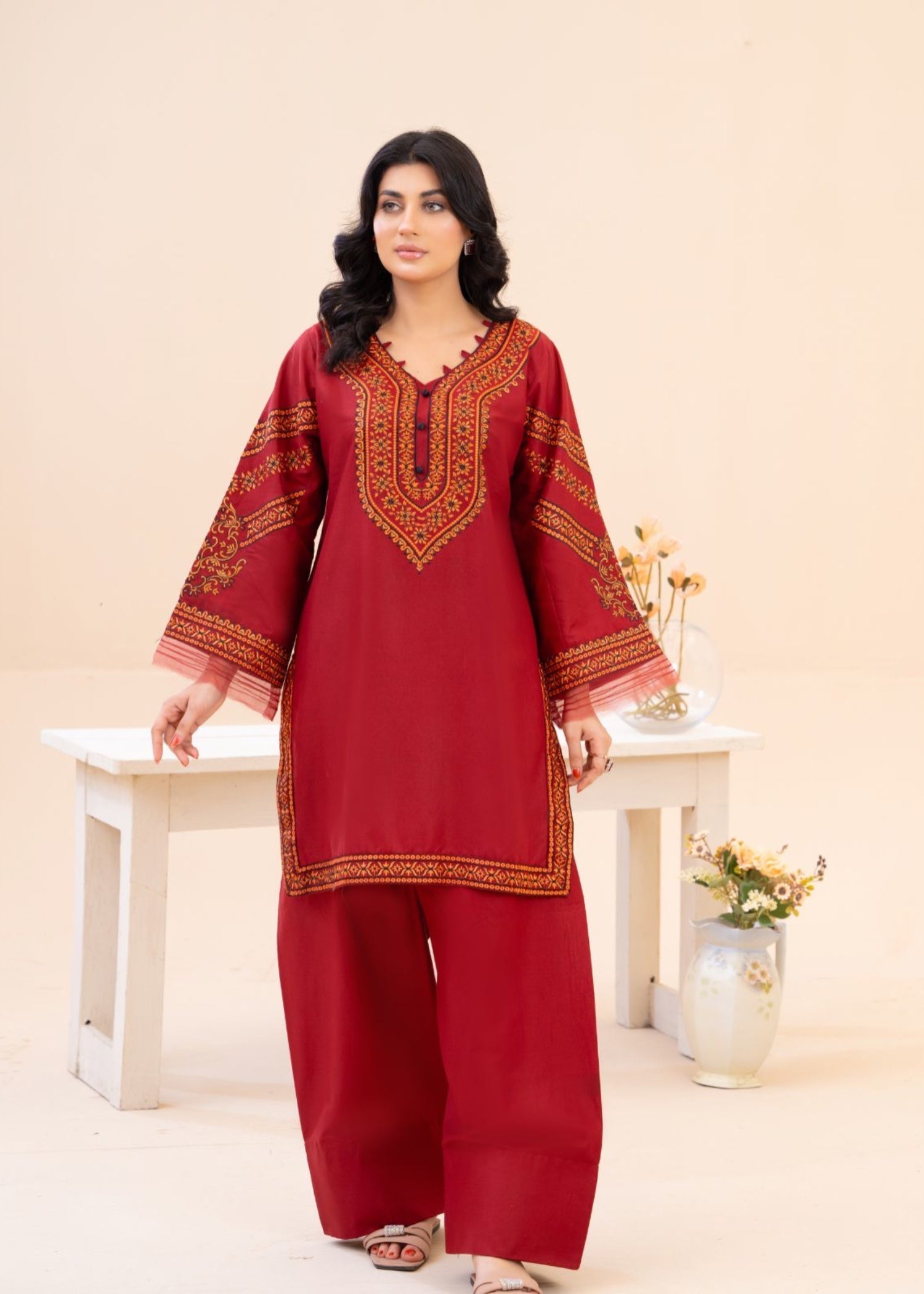 Zeenat & Zoha Maroon Women 2pcs