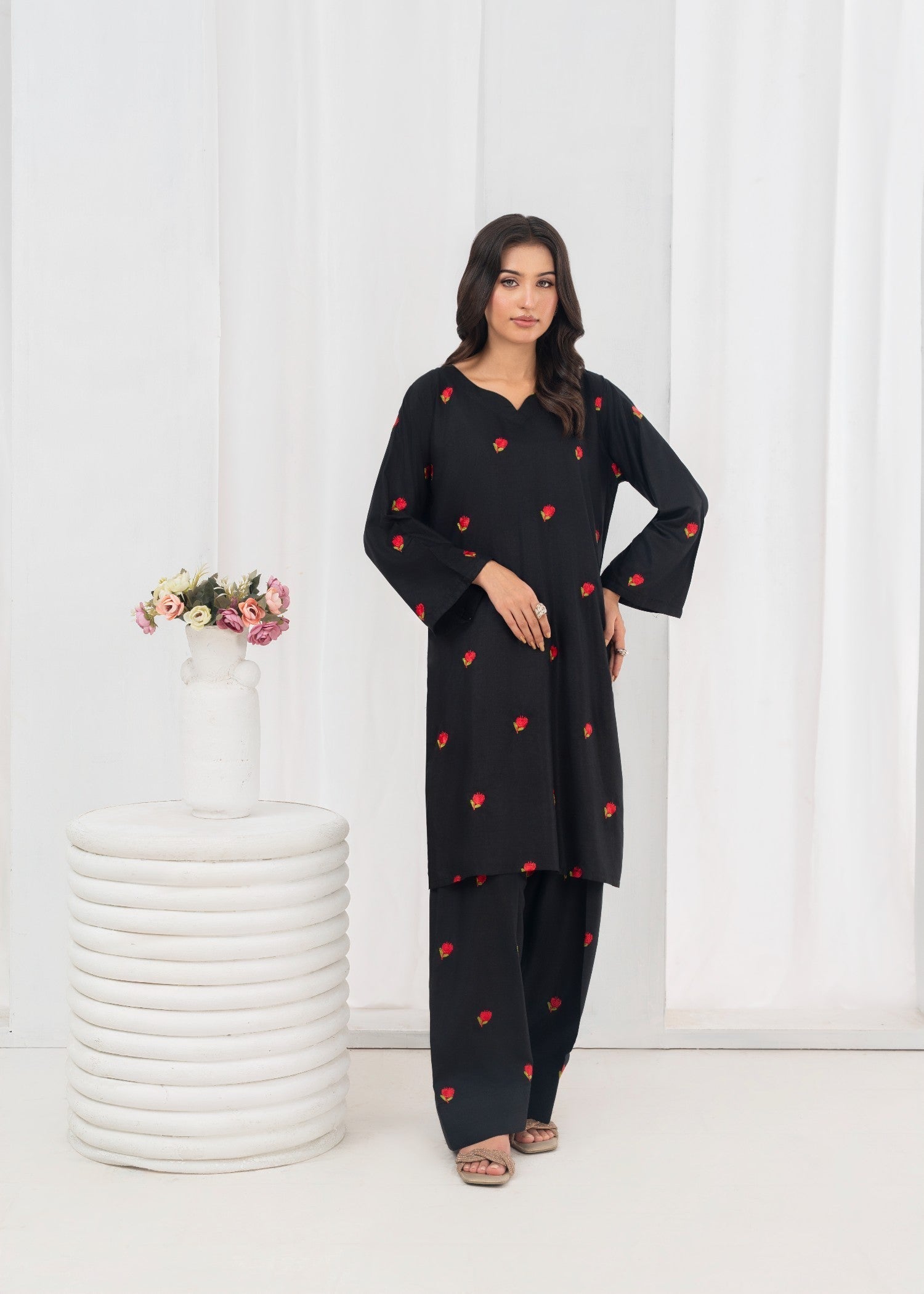 Stylish Collection PETAL EMBROIDERED FARSHI Women 2pcs