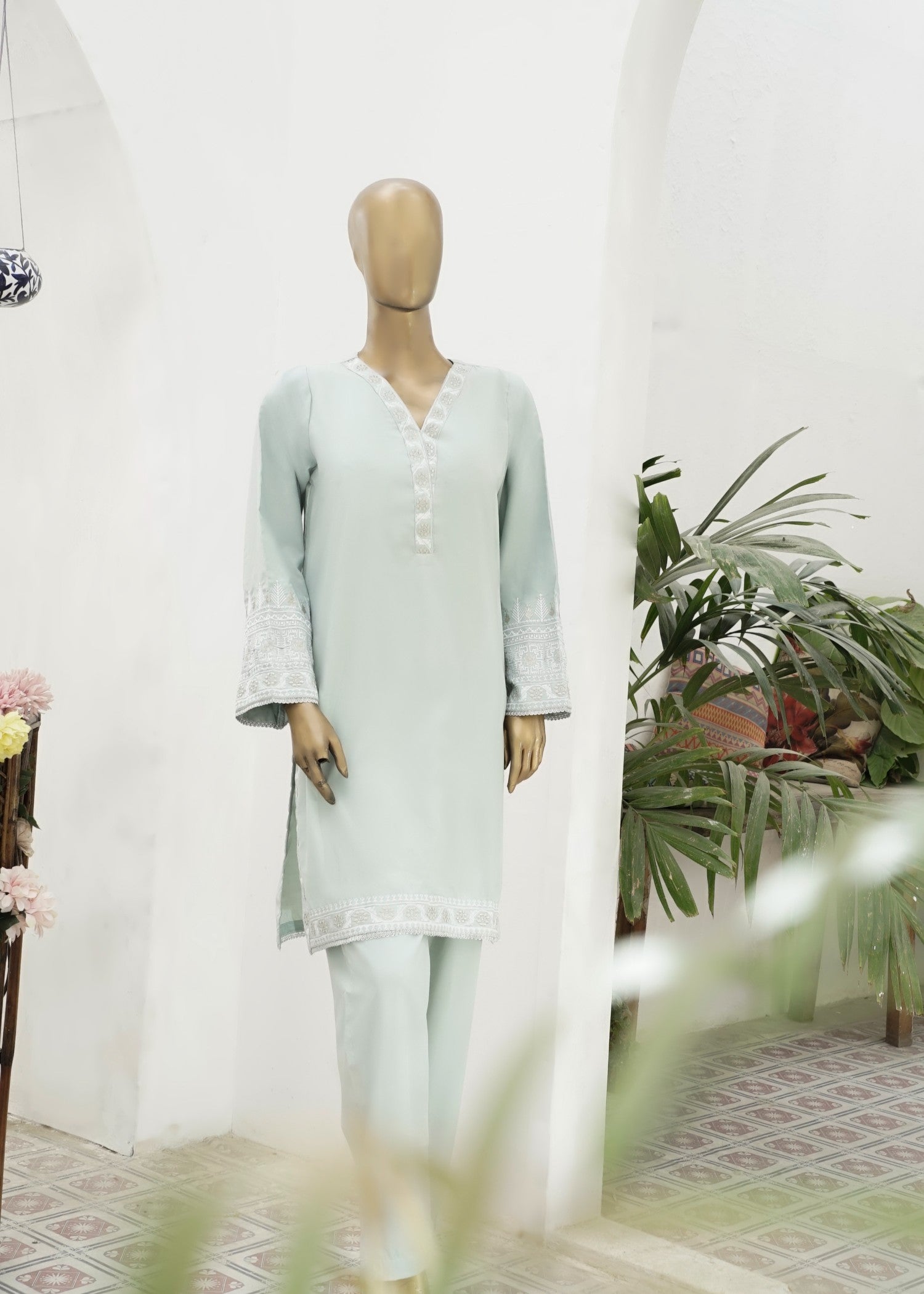 AYLA STUDIO Solid Embroidered SE250402 HAREEM Women 2pcs