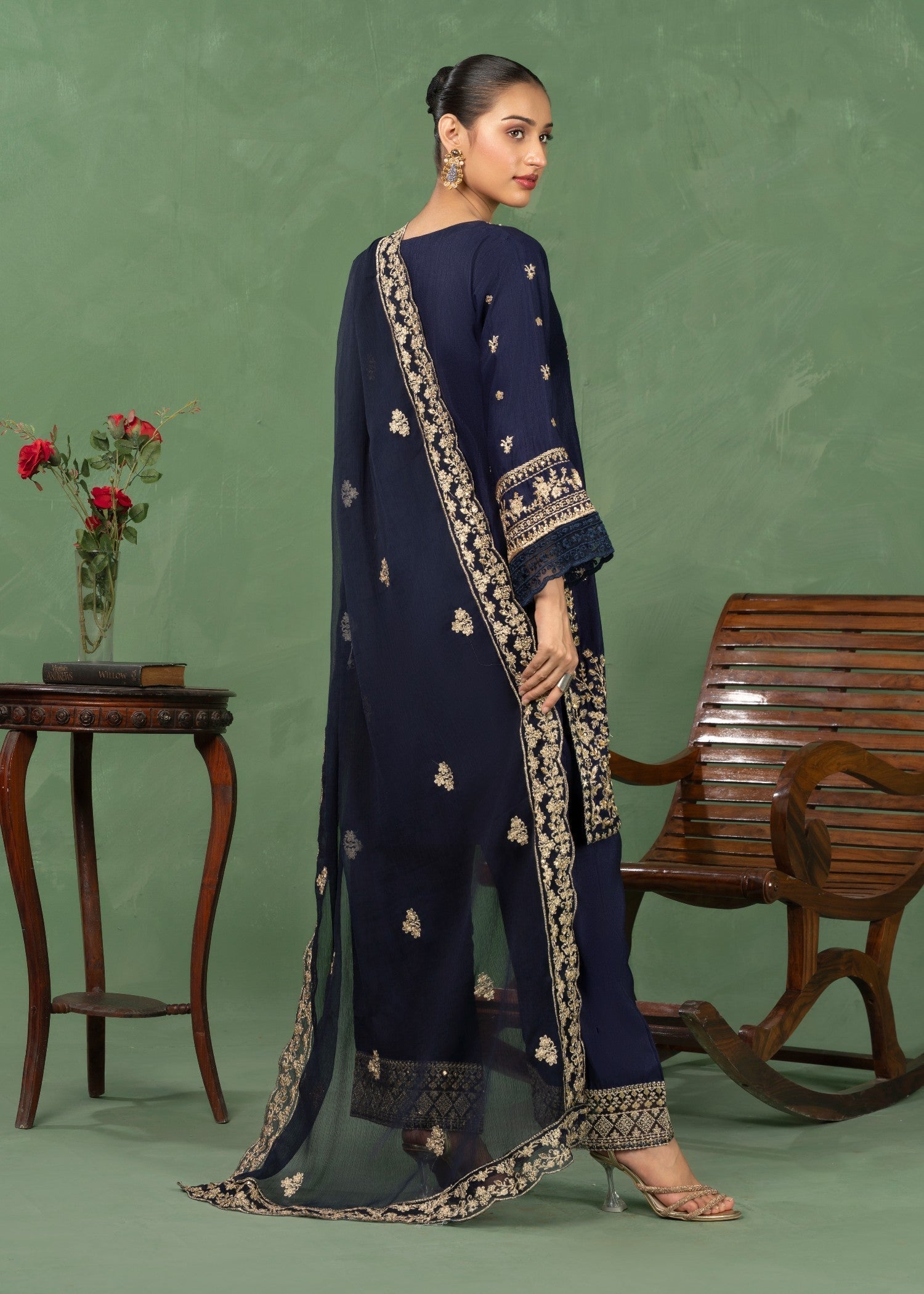 Four Season Boutique JASHAN RAOSILK NAVY BLUE Women 3pcs