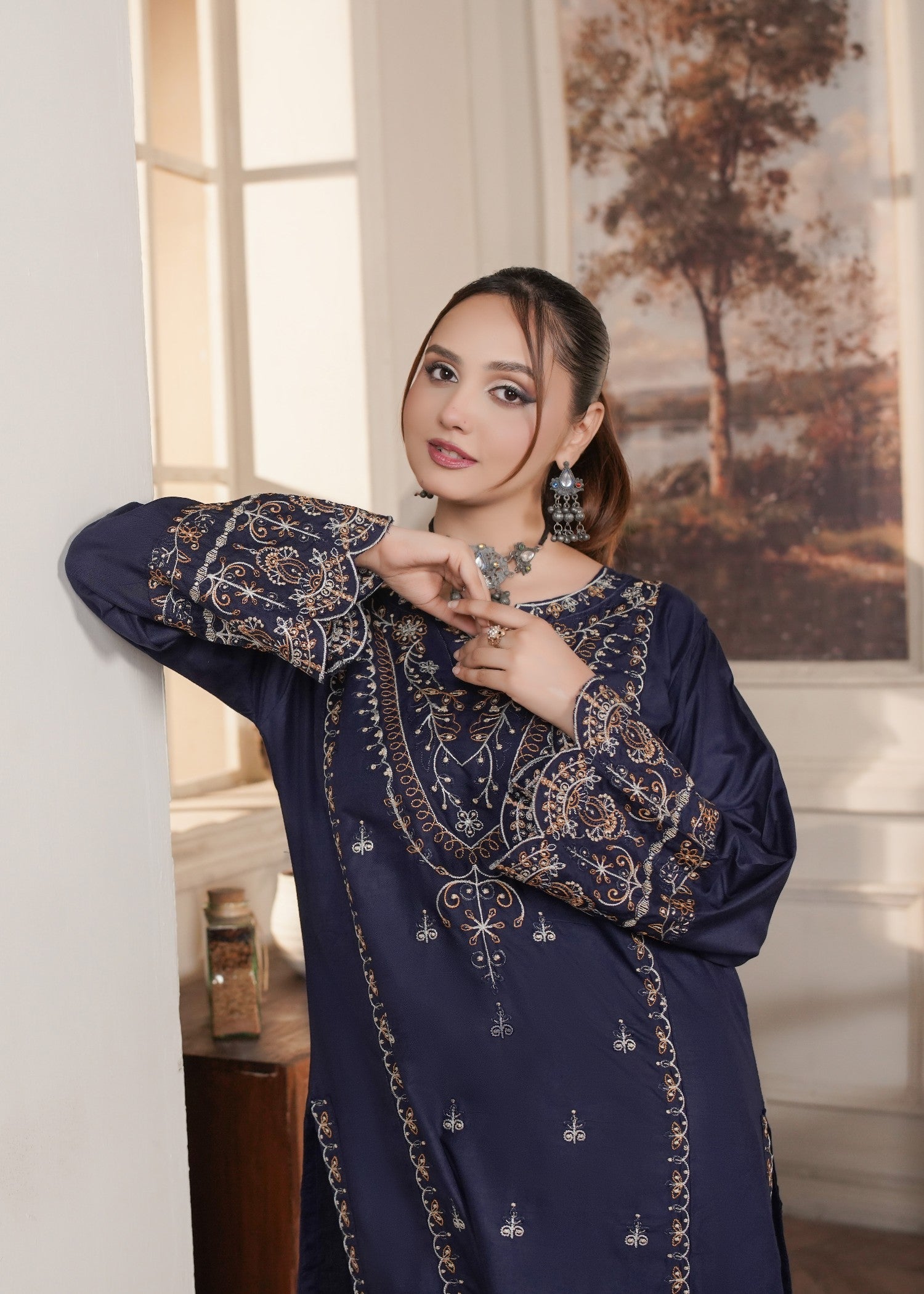 Gulposh Momal (Embroided ) Blue Women 2pcs