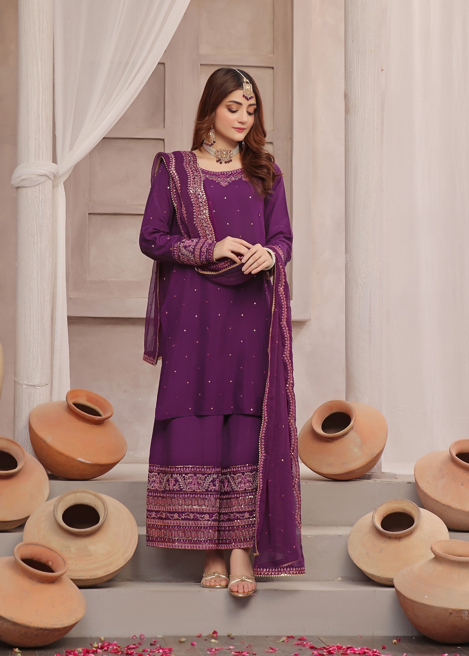 Luxeurs Jahan Aara Raw Silk Formal Stitched Dress Women 3pcs