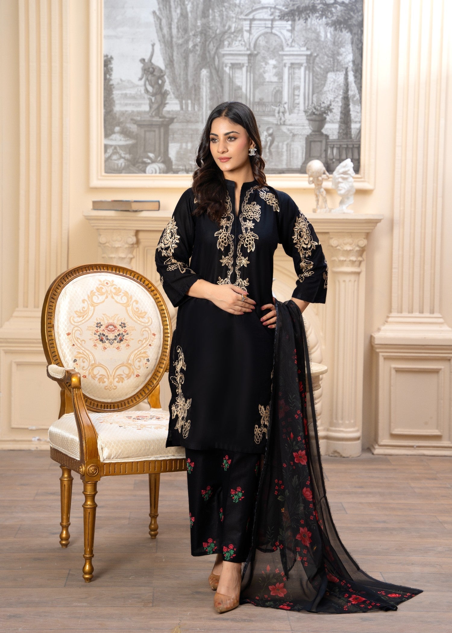 Fabric Garden Obsidian Shadow EMB Women 3pcs