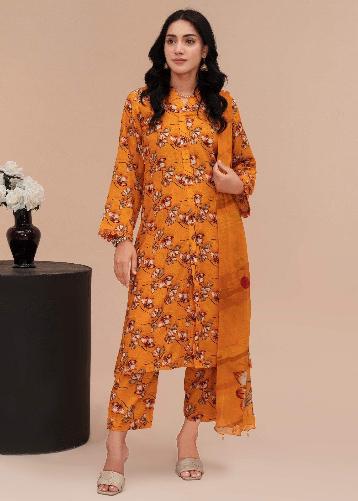 Ayeza Collection Orange Kurta Set 03 Women 3pcs