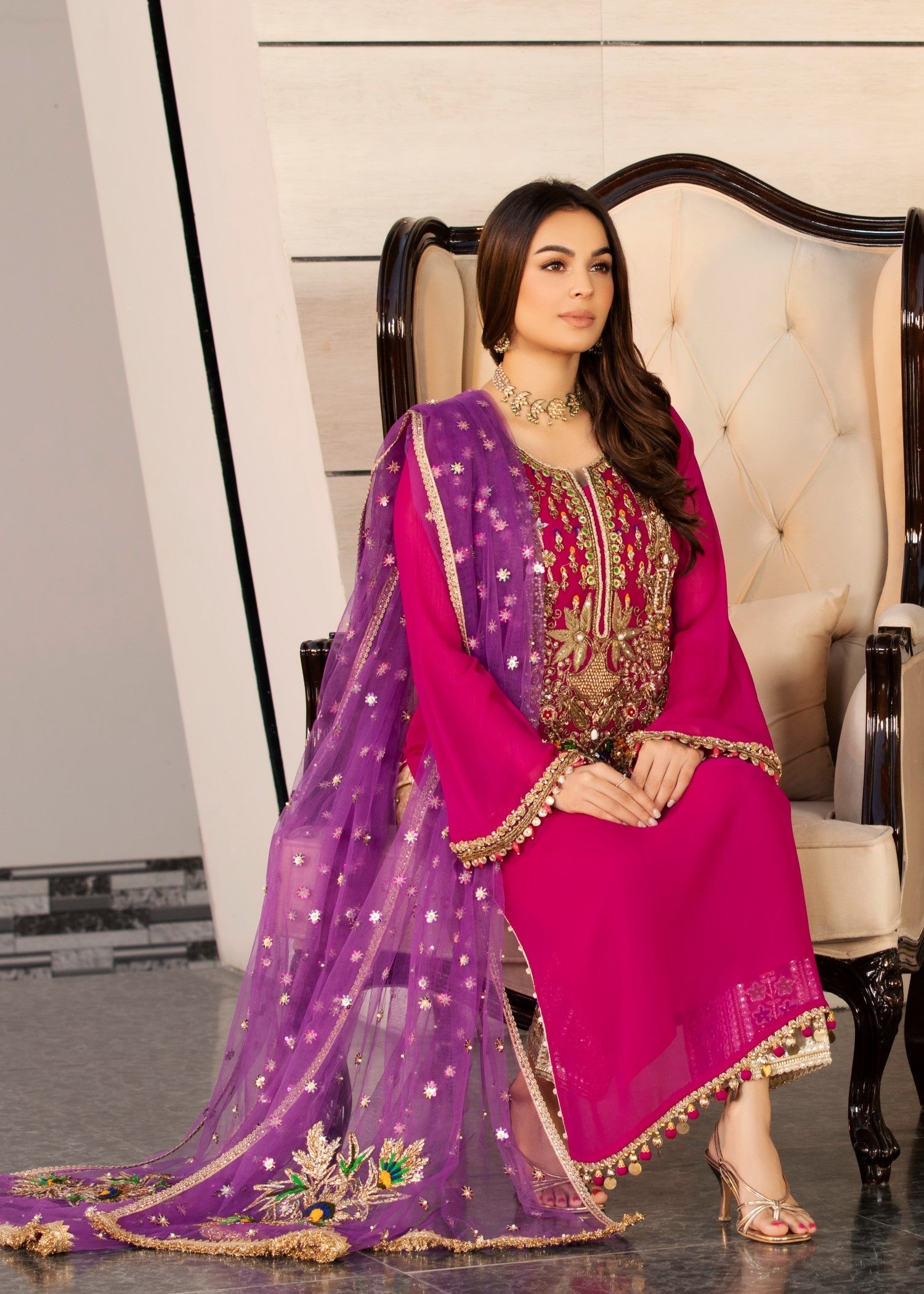 Khuda Baksh Creations Z 292 Magenta Women 4pcs