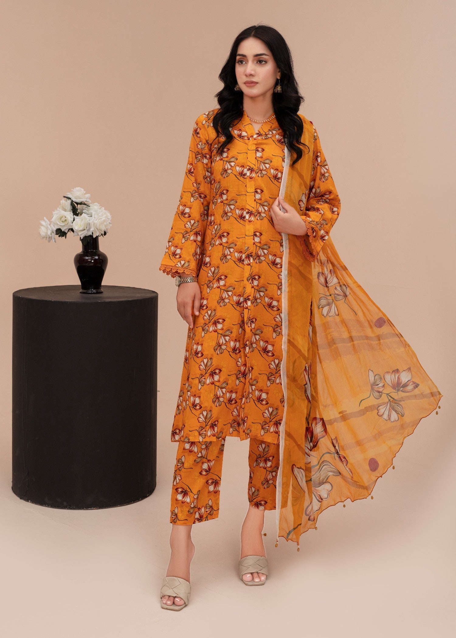 Ayeza Collection Orange Kurta Set 03 Women 3pcs