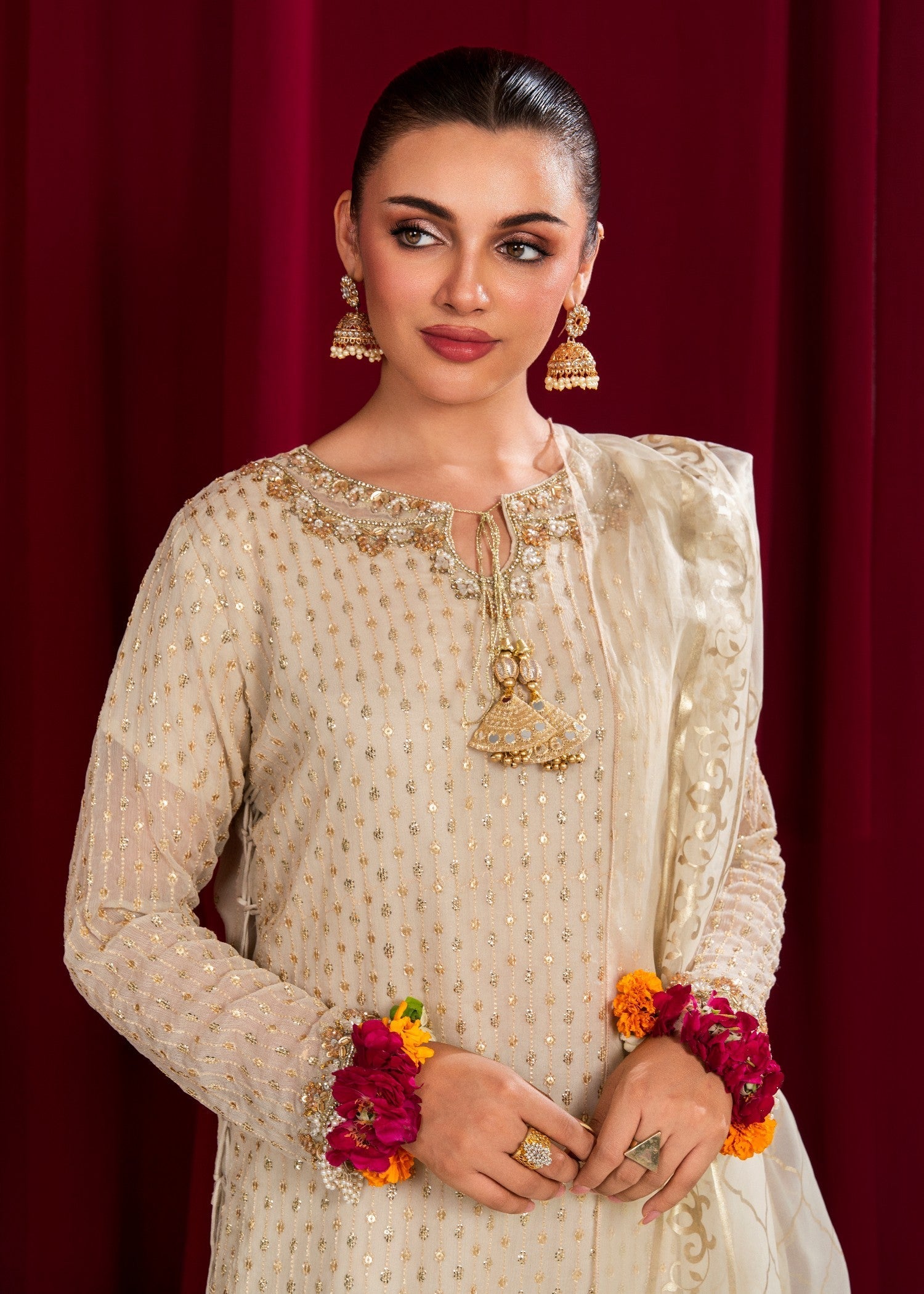 Maira Fashion Off White plazo set Women 4pcs