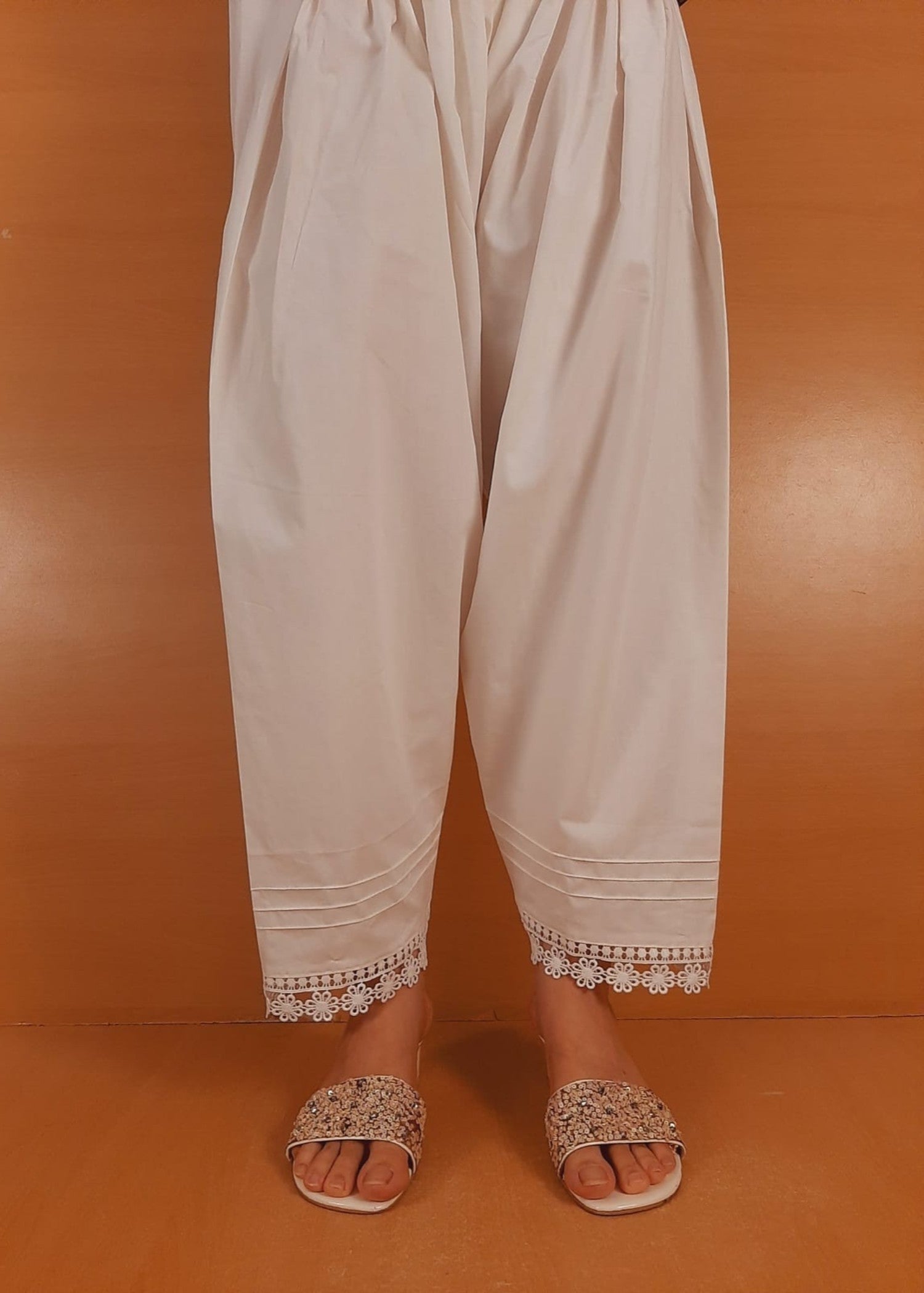 Zardi Laces Embellished Shalwar White ZSL11 Women 1pcs