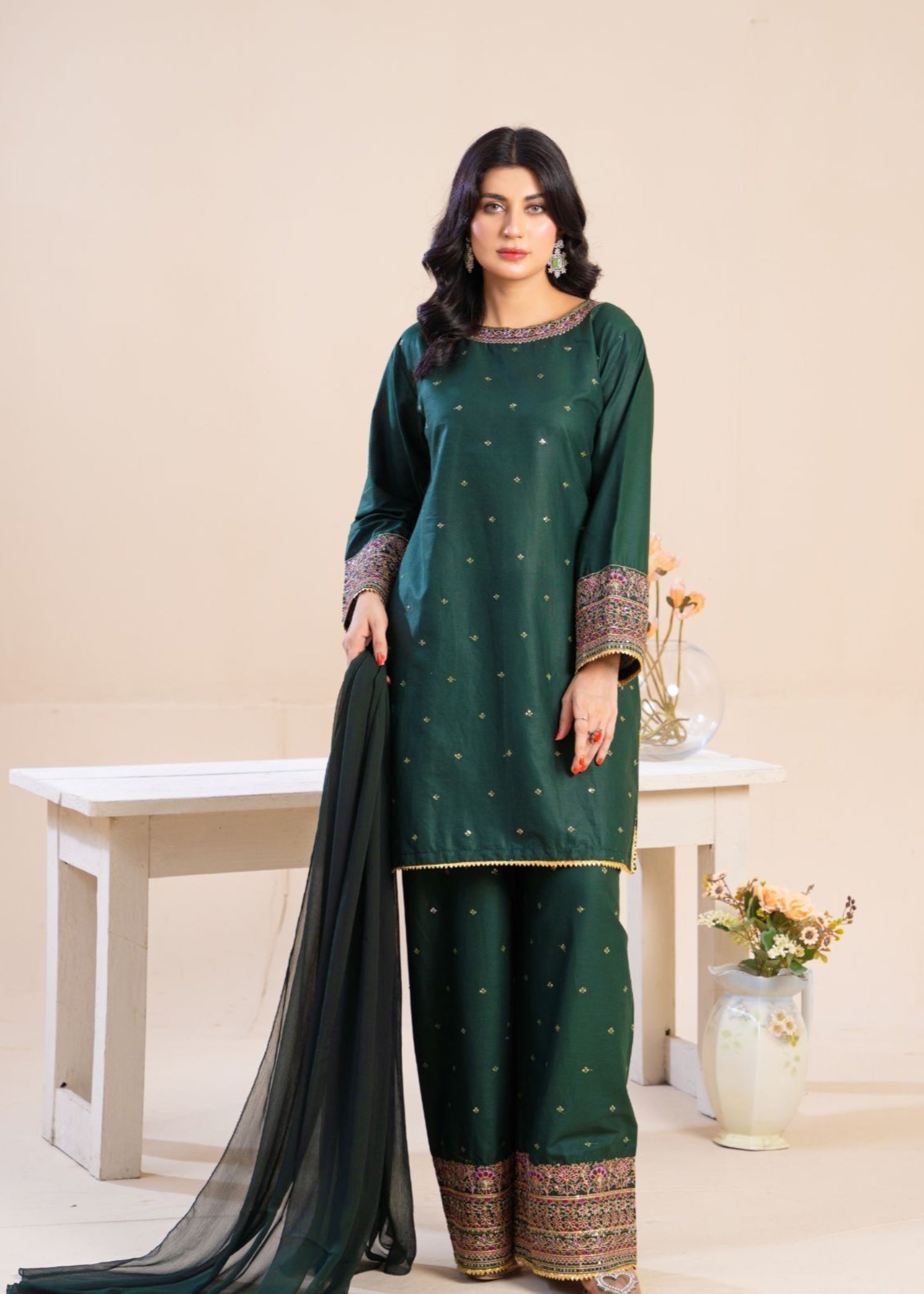 Zeenat & Zoha B GREEN Festive Women 3pcs