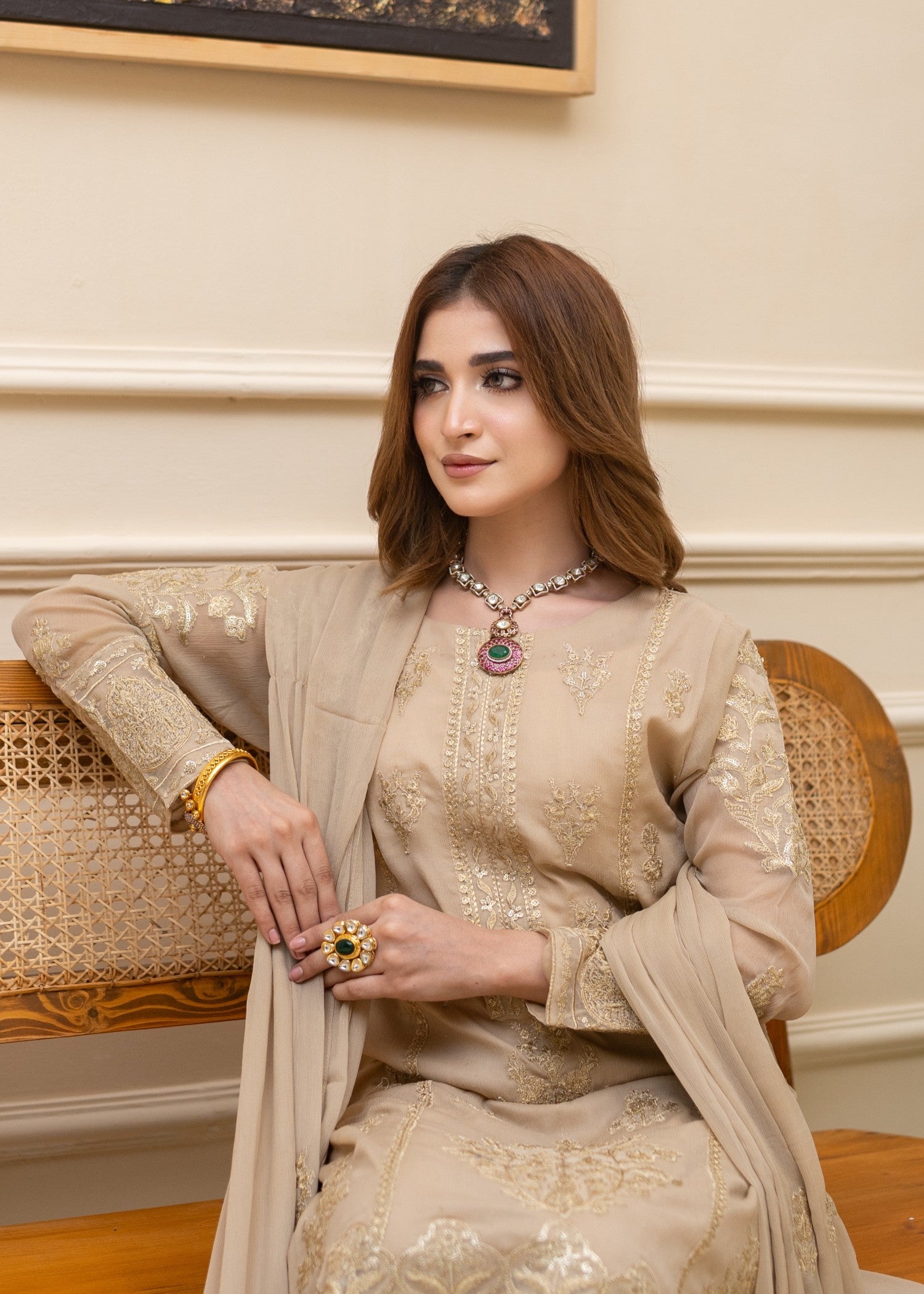 Alyssa BEIGE LADIES SUIT ALL301 Women 3pcs