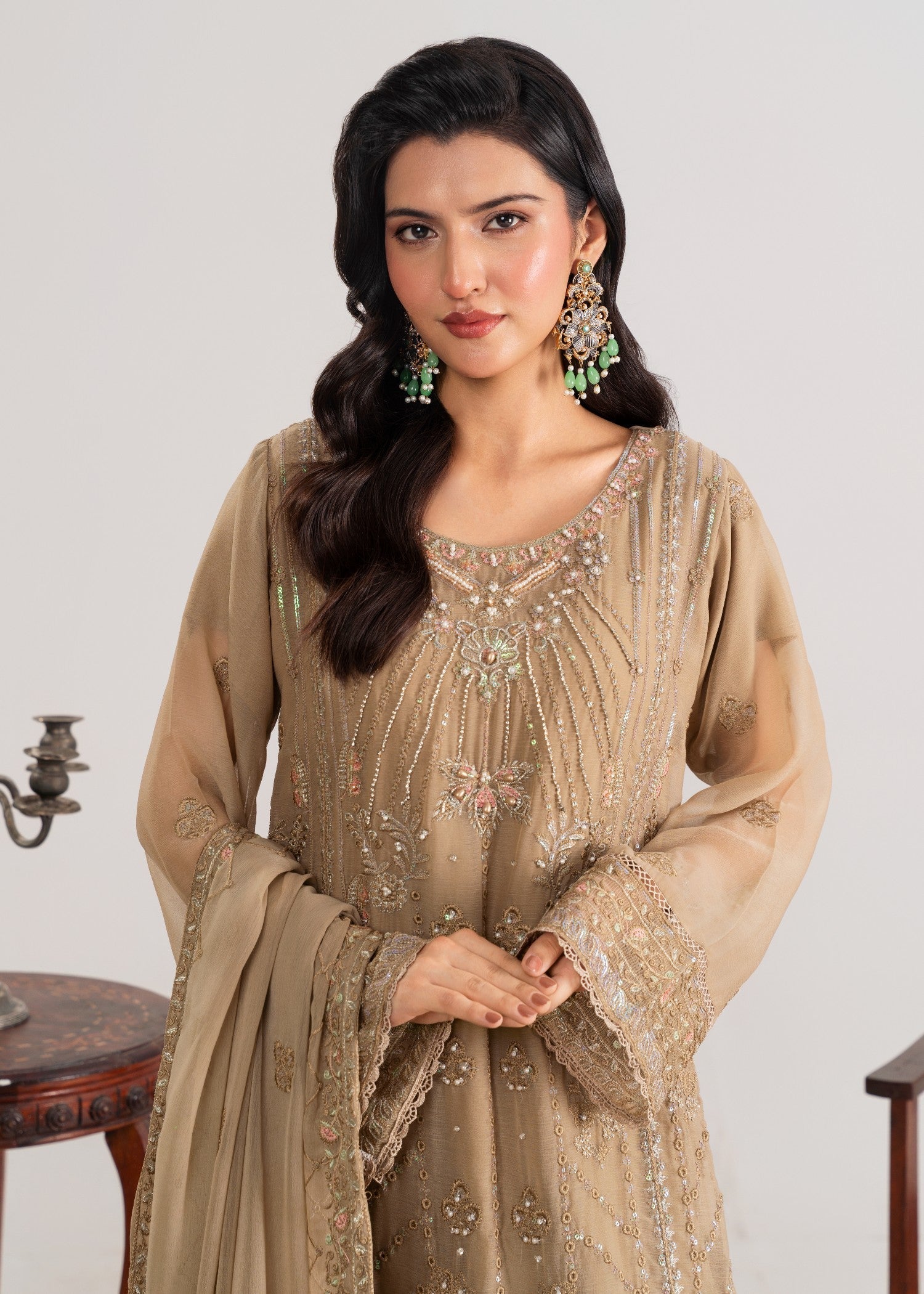 Four Season Boutique DUA CHIFFON TAN BROWN Women 3pcs