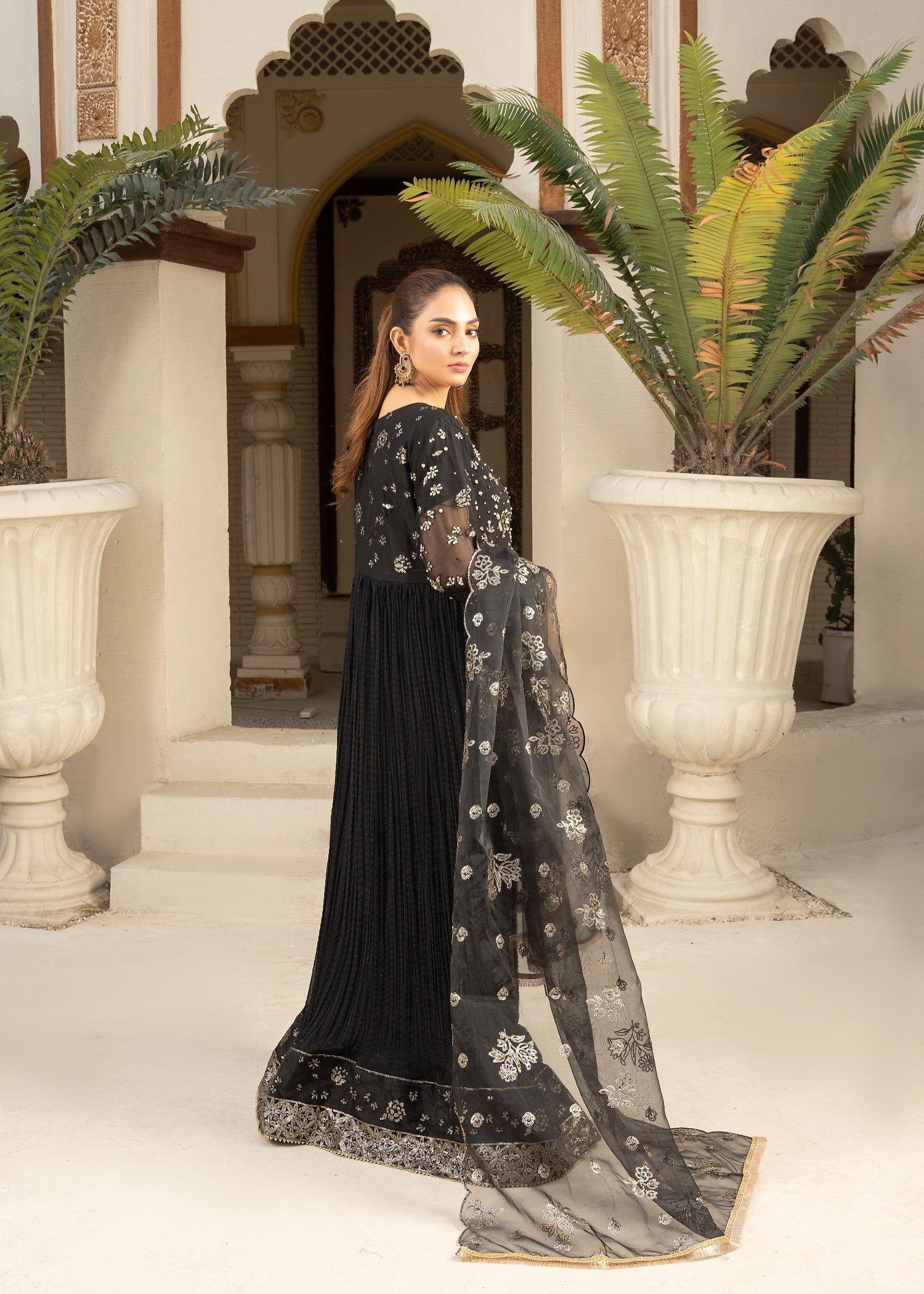 Maira Fashion Black Anarkli Frock Women 4pcs