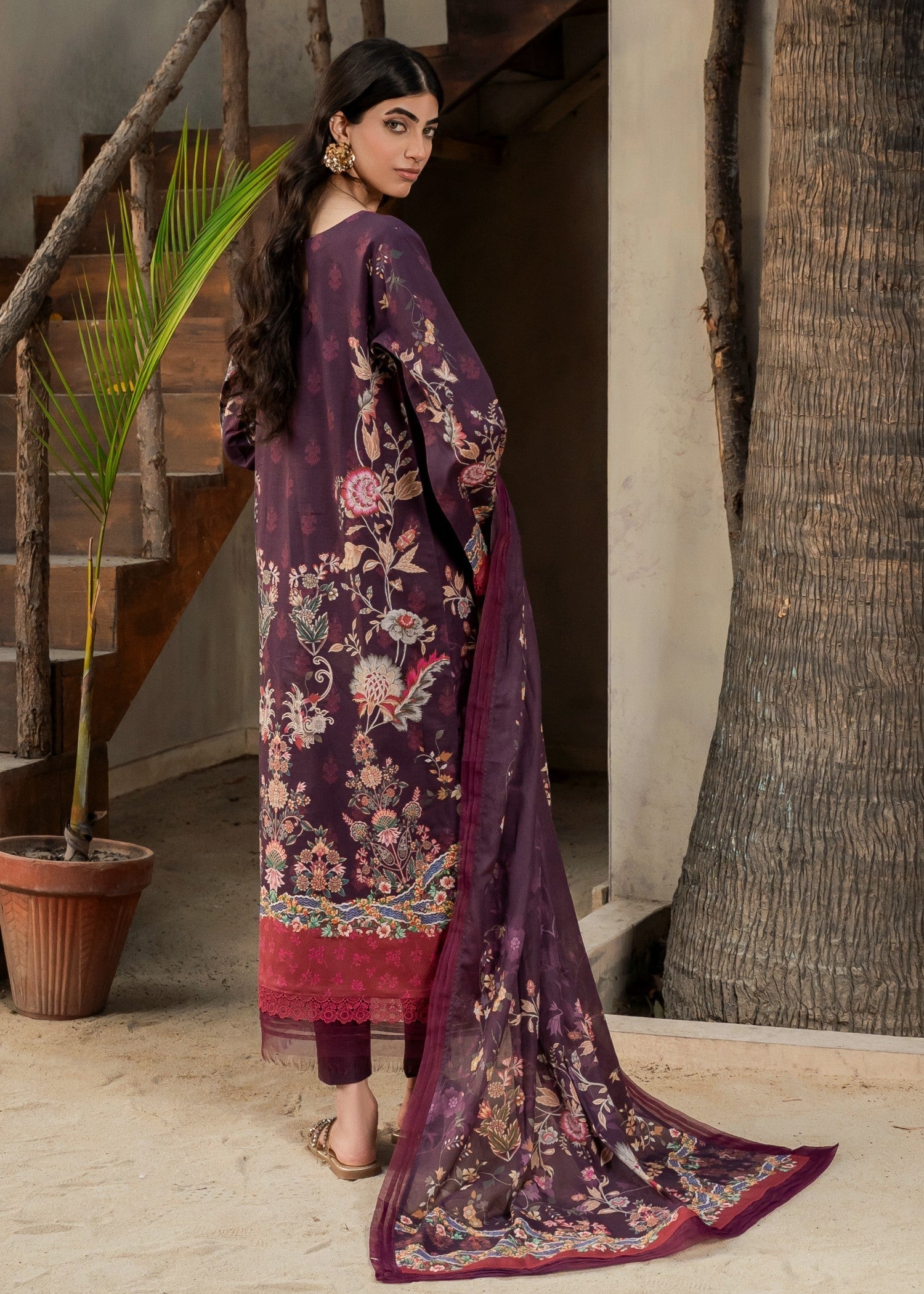 FIRDOUS Stitched Printed Lawn D145 Mulberry Women 3pcs